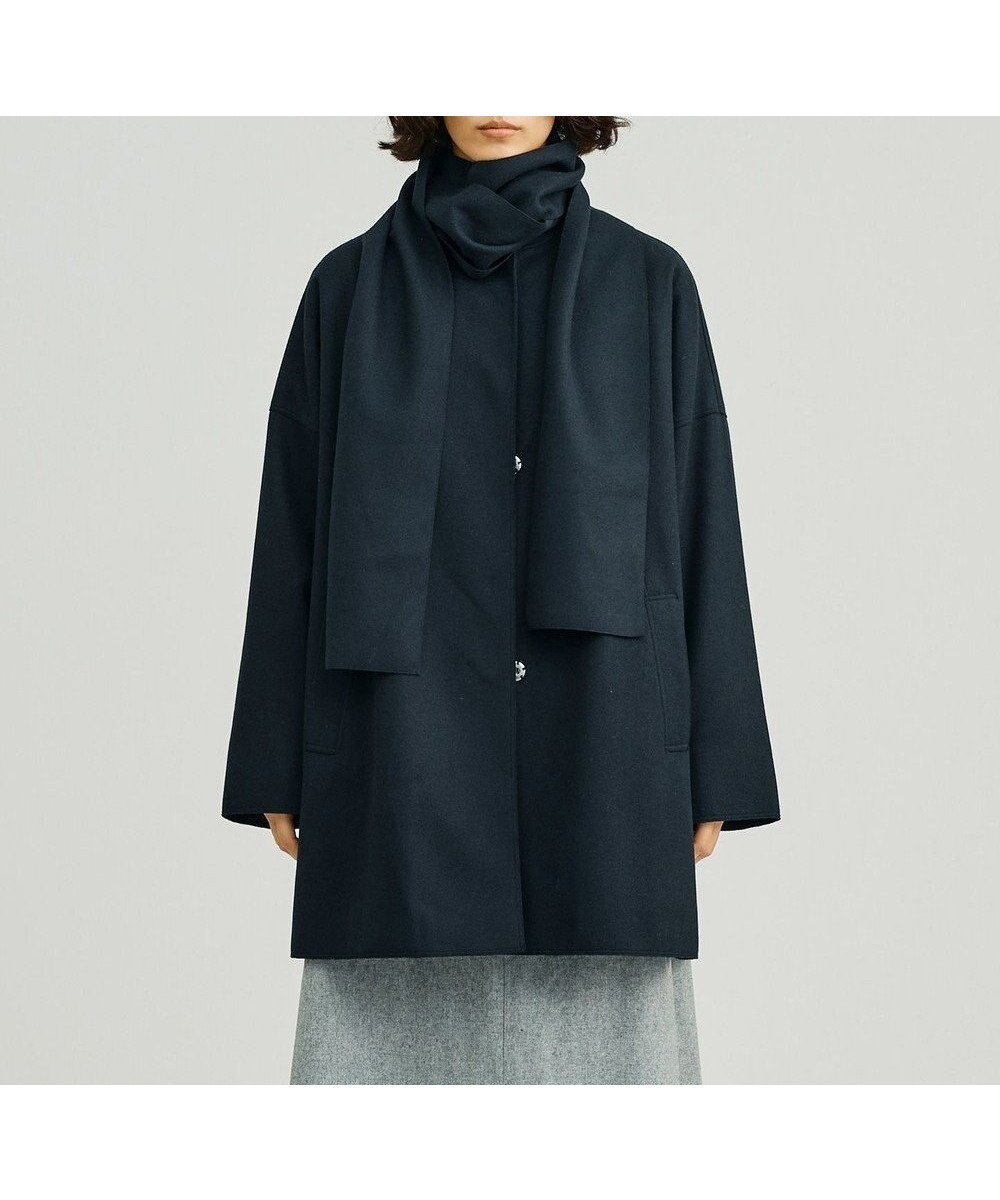 【ジェイプレスヨークストリート/J.PRESS YORK STREET】の【WOMEN】NEEDLE JERSEY マフラー付コート インテリア・キッズ・メンズ・レディースファッション・服の通販 founy(ファニー) 　ファッション　Fashion　レディースファッション　Fashion for Women　アウター　Coat / Outerwear Collection　コート・ロングコート・ピーコート　Long Coats, Peacoats & More　レディースジャケット・軽アウター　Jackets　マフラー・スヌード / 冬小物の定番　Scarves & Mufflers　ジャケット　Jacket, Outerwear　ストール　Stole, Wrap　マフラー　Scarf, Muffler　A/W・秋冬　Autumn/Winter　ブラック系|ID: prp329100004681897 ipo3291000000035889079