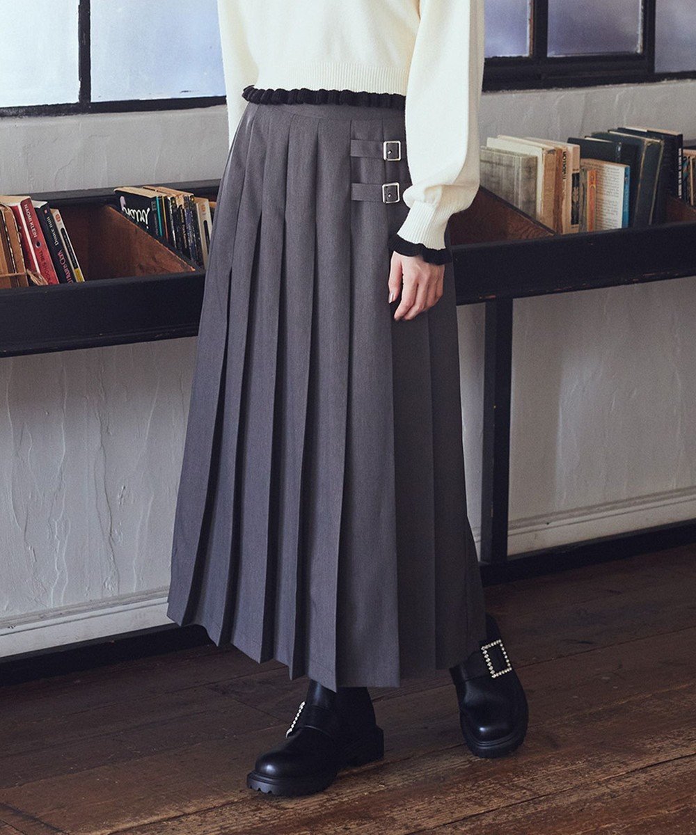 【アースミュージックアンドエコロジー/earth music&ecology】のサイドバックルプリーツスカート インテリア・キッズ・メンズ・レディースファッション・服の通販 founy(ファニー) ファッション Fashion レディースファッション Fashion for Women スカート Skirts プリーツスカート / 上品フェミニンスタイル Pleated Skirts バッグ Bags おすすめ Recommended / Our Picks シューズ Shoes, Footwear プリーツ Pleats, Pleated ベーシック Basic, Essential ポケット Pocket, Pocket Detail ミドル Middle Length, Mid Height ラップ Wrap, Wrap Design ロング Long, Long-Length エレガント 上品 Elegant 冬 Winter / This Winter A/W・秋冬 Autumn/Winter Gray|ID: prp329100004681914 ipo3291000000033814162