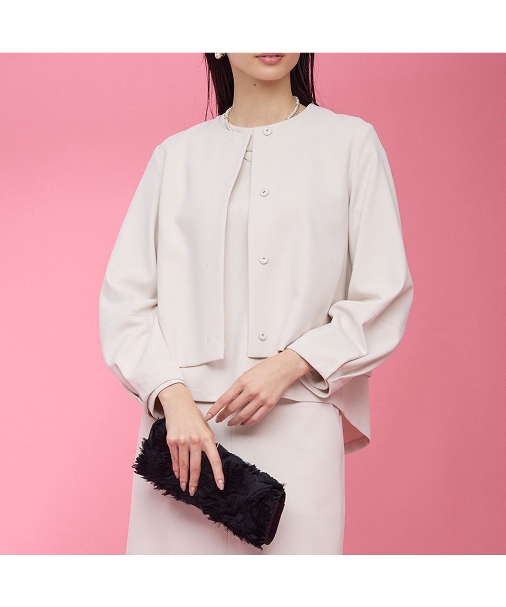 【組曲/KUMIKYOKU】の【KUMIKYOKU NAVY】コンフォータブルアムンゼン ノーカラージャケット インテリア・キッズ・メンズ・レディースファッション・服の通販 founy(ファニー) ファッション Fashion レディースファッション Fashion for Women アウター Coat / Outerwear Collection レディースジャケット・軽アウター Jackets ノーカラージャケット / シンプル上品コーデ Collarless Jackets インナー Innerwear コレクション Collection, Seasonal Line ジャケット Jacket, Outerwear ジョーゼット Georgette, Semi-Sheer Fabric スタイリッシュ Stylish, Fashionable セットアップ Set-Up, Coordinated Outfit タイトスカート Pencil Skirt, Tight Skirt ドレス Dress, One-Piece フォルム Silhouette, Form フォーマル Formal, Dressy フレア Flare, Flared ヨーク Yoke, Yoke Design A/W・秋冬 Autumn/Winter 2022年 2022 S/S・春夏 SS, Spring/Summer, Warm Season 2022-2023秋冬・A/W Autumn/Winter 2022–23 AW22–23 夏 Summer エレガント 上品 Elegant 結婚式 Wedding サンドベージュ系|ID: prp329100004681987 ipo3291000000034747204