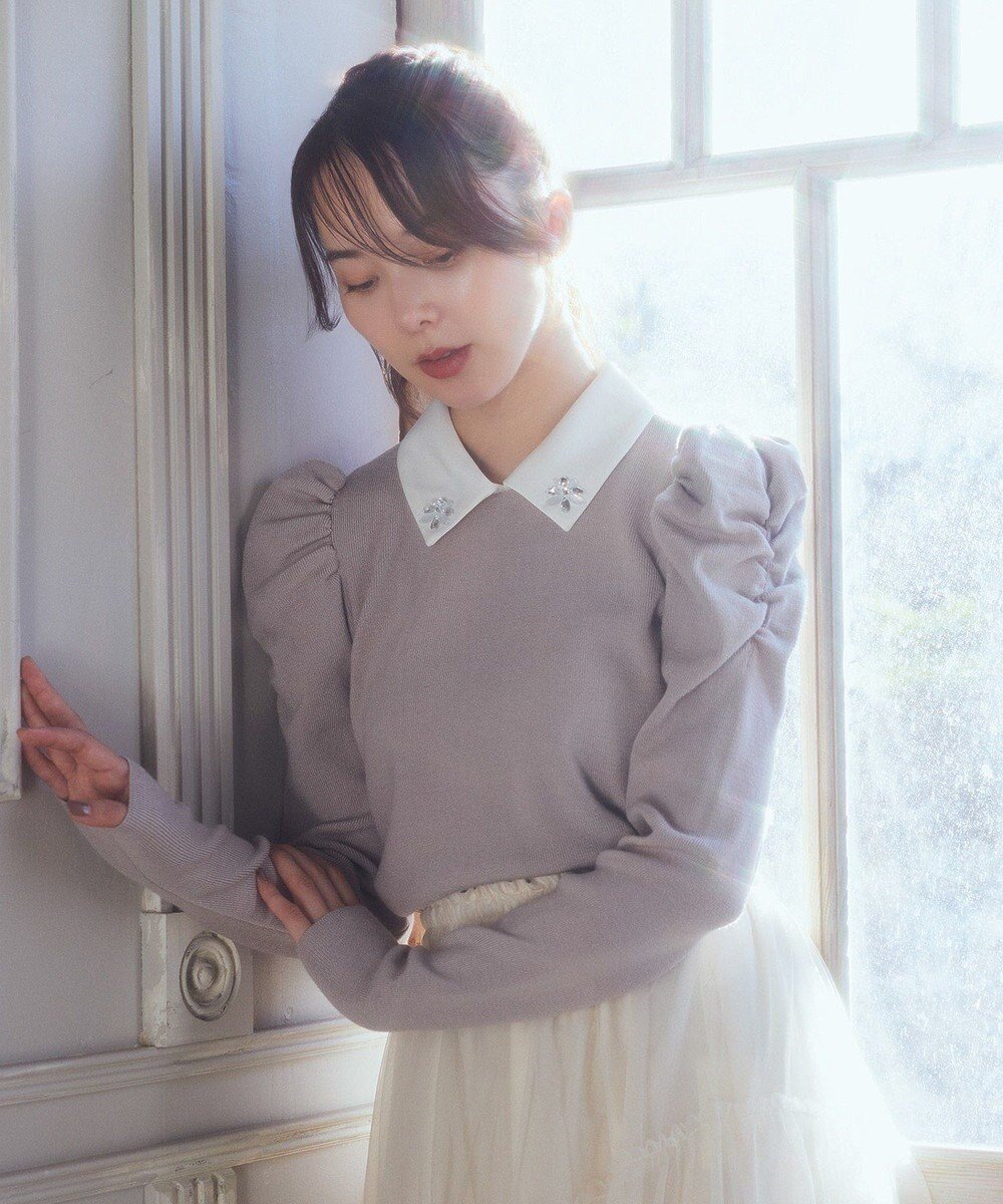 【アースミュージックアンドエコロジー/earth music&ecology】の襟ビジュー付きニットプルオーバー 人気、トレンドファッション・服の通販 founy(ファニー) ファッション Fashion レディースファッション Fashion for Women トップス・カットソー Cut & Sew Tops ニット Knit Tops & Sweaters カジュアルプルオーバー・ニットトップス Pullovers & Knit Tops / Casual Pullovers おすすめ Recommended / Our Picks ギャザー Gathered, Ruffled コンシャス Conscious, Bodycon セーター Sweater, Knitwear ビジュー Bijou, Jewel-like Accent フィット Fit, Slim Fit ポケット Pocket, Pocket Detail A/W・秋冬 Autumn/Winter other-1|ID: prp329100004682020 ipo3291000000033814682