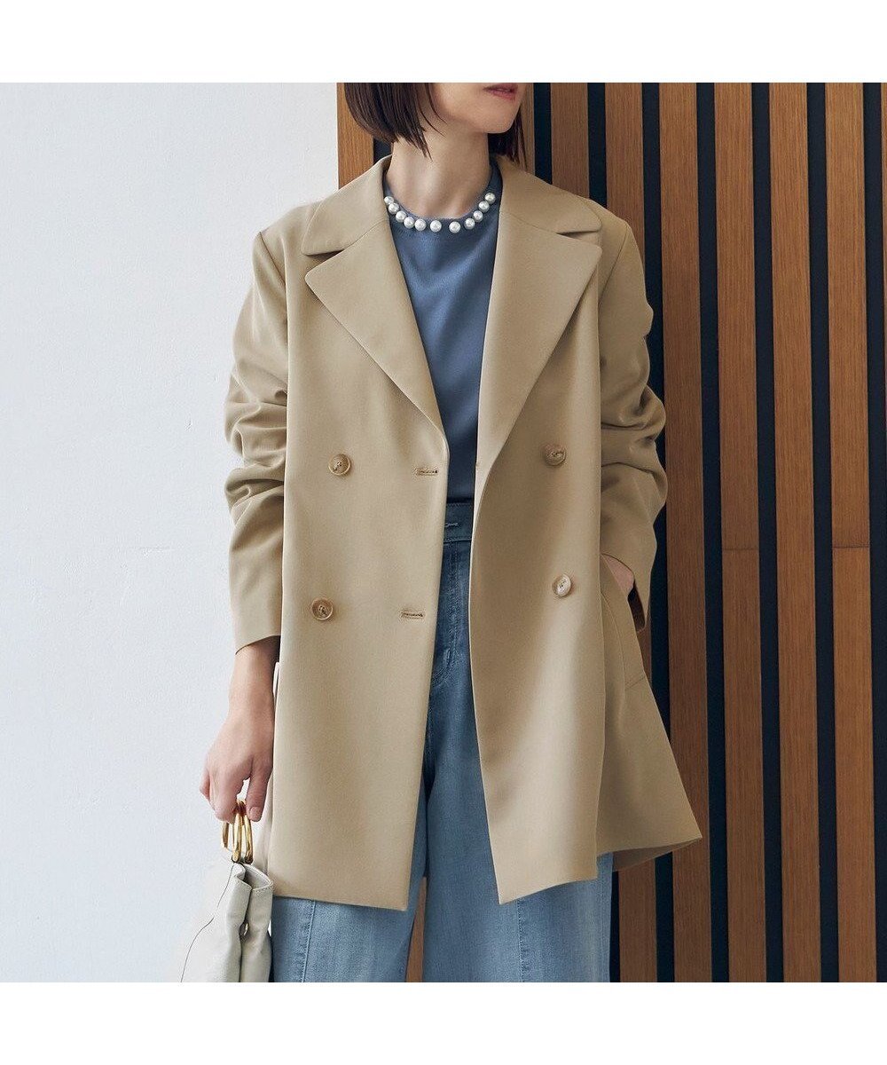 【自由区/JIYU-KU】の【洗える】エアフロートレンチ コート インテリア・キッズ・メンズ・レディースファッション・服の通販 founy(ファニー) 　ファッション　Fashion　レディースファッション　Fashion for Women　アウター　Coat / Outerwear Collection　コート・ロングコート・ピーコート　Long Coats, Peacoats & More　レディースジャケット・軽アウター　Jackets　トレンチコート / 春秋の定番アウター　Trench Coats　おすすめ　Recommended / Our Picks　ジャケット　Jacket, Outerwear　ダブル　Double, Double-Breasted　ドレープ　Drape, Draping Fabric　ボトム　Bottoms, Lower Wear　ミドル　Middle Length, Mid Height　夏　Summer　春　Spring　S/S・春夏　SS, Spring/Summer, Warm Season　洗える　Machine Washable　秋　Autumn　ベージュ|ID: prp329100004682123 ipo3291000000035634988