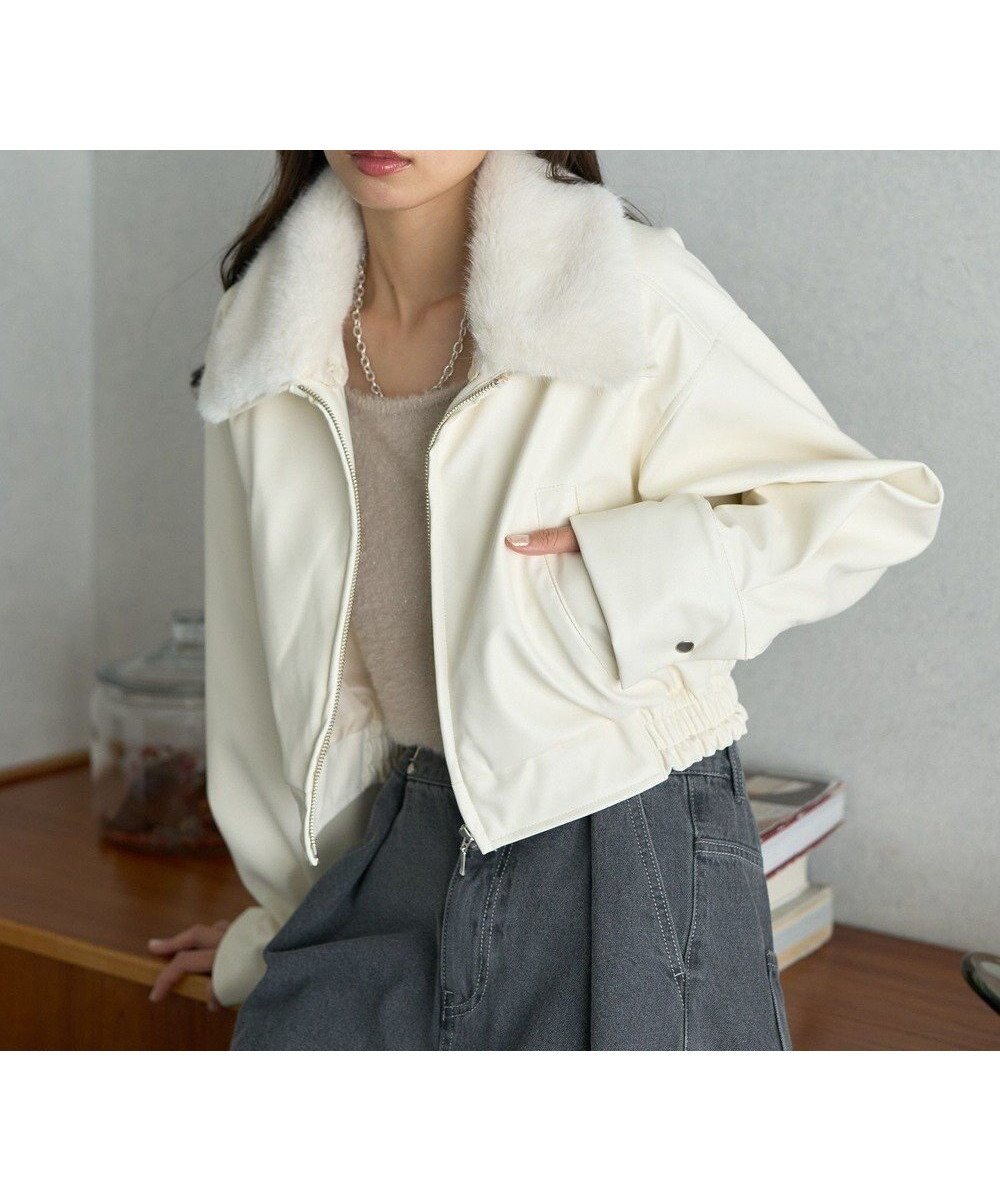【アースミュージックアンドエコロジー/earth music&ecology】の襟ファーレザーブルゾン 人気、トレンドファッション・服の通販 founy(ファニー) 　ファッション　Fashion　レディースファッション　Fashion for Women　アウター　Coat / Outerwear Collection　レディースジャケット・軽アウター　Jackets　ブルゾンジャケット・スポーティアウター　Blouson Jackets　おすすめ　Recommended / Our Picks　ギャザー　Gathered, Ruffled　コンパクト　Compact, Small Size　ジャケット　Jacket, Outerwear　フェイクレザー　Faux Leather, PU Leather　フェミニン　Feminine, Girly　ブルゾン　Blouson, Bomber Jacket　ポケット　Pocket, Pocket Detail　今季　This Season, Current Season　A/W・秋冬　Autumn/Winter　 other-1|ID: prp329100004682206 ipo3291000000033815563