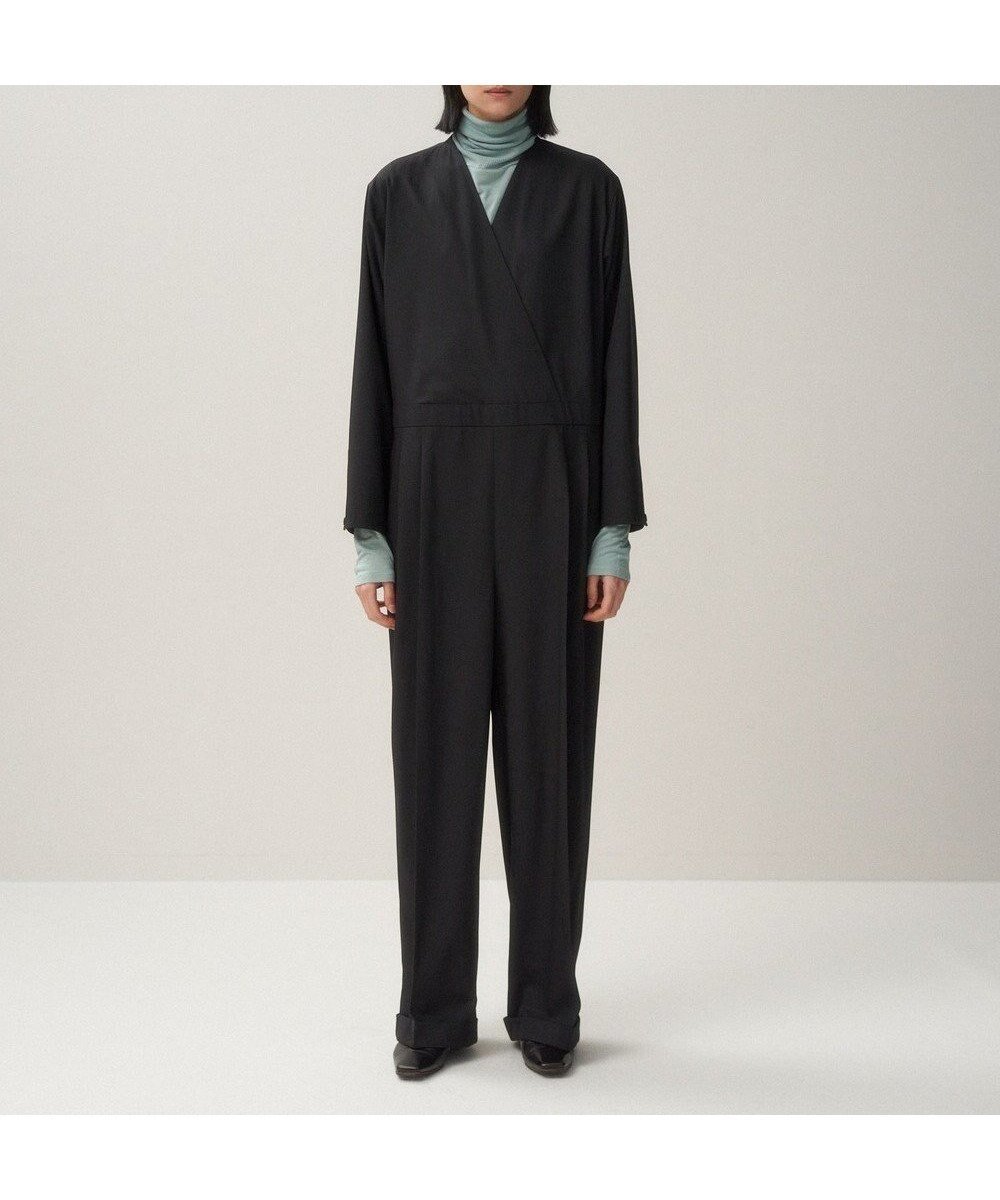 【エイトン/ATON】のTECHNO WOOL TWILL ジャンプスーツ インテリア・キッズ・メンズ・レディースファッション・服の通販 founy(ファニー) 　ファッション　Fashion　レディースファッション　Fashion for Women　ワンピース　Dresses　フォーマル・パーティードレス・結婚式用ドレス　Elegant & Casual Dresses　ストレッチ　Stretch, Stretchy Fabric　スーツ　Suit, Formalwear　ドレス　Dress, One-Piece　ドレープ　Drape, Draping Fabric　バランス　Balance, Style Balance　フォーマル　Formal, Dressy　ボトム　Bottoms, Lower Wear　A/W・秋冬　Autumn/Winter　長袖　Long Sleeve, Full Sleeve　BLACK|ID: prp329100004682296 ipo3291000000033815923