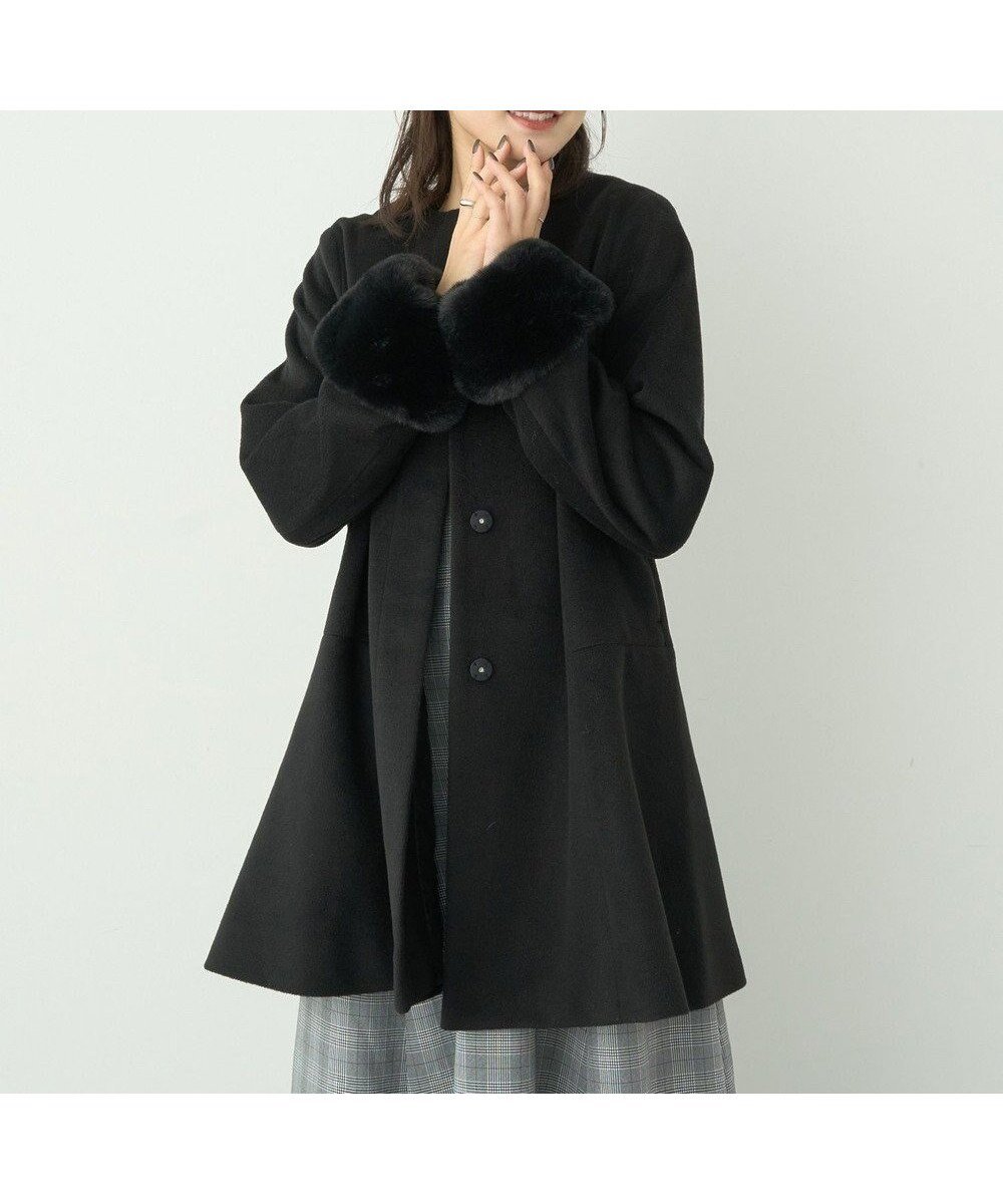 【アースミュージックアンドエコロジー/earth music&ecology】のファーカフスノーカラーコート 人気、トレンドファッション・服の通販 founy(ファニー) 　ファッション　Fashion　レディースファッション　Fashion for Women　アウター　Coat / Outerwear Collection　コート・ロングコート・ピーコート　Long Coats, Peacoats & More　レディースジャケット・軽アウター　Jackets　カフス　Cuff Design　シンプル　Simple, Minimal　ジャケット　Jacket, Outerwear　フェミニン　Feminine, Girly　フォルム　Silhouette, Form　ポケット　Pocket, Pocket Detail　エレガント 上品　Elegant　A/W・秋冬　Autumn/Winter　 other-1|ID: prp329100004682544 ipo3291000000033817043