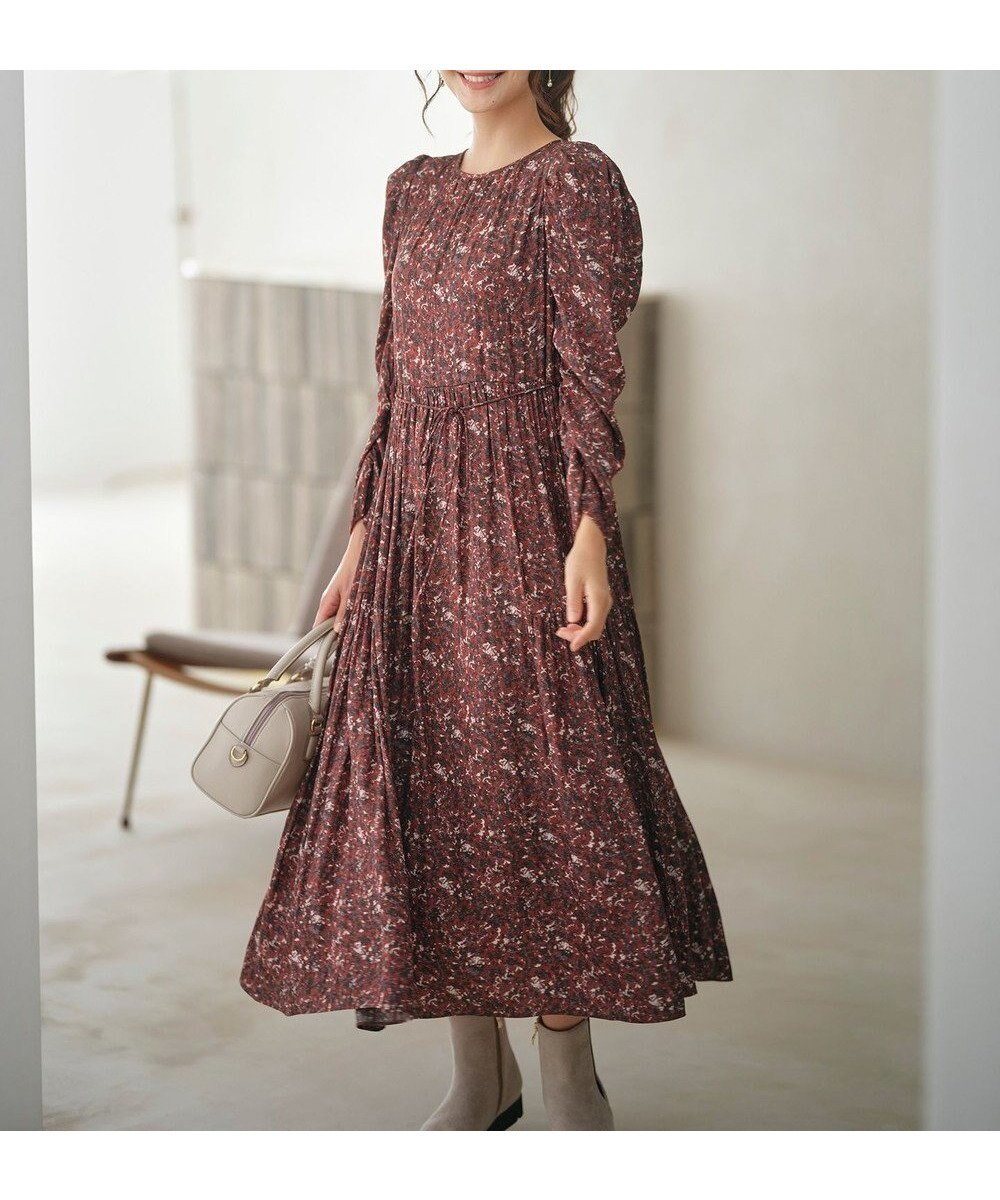 【エニィ スィス/any SiS】の【BAILA12月号掲載・貴島明日香さんコラボ】ペイントタッチフラワー ワンピース インテリア・キッズ・メンズ・レディースファッション・服の通販 founy(ファニー) 　雑誌掲載アイテム　Magazine Picks & Fashion Features　ファッション雑誌　Fashion Magazines　バイラ　BAILA　ファッション　Fashion　レディースファッション　Fashion for Women　ワンピース　Dresses　インナー　Innerwear　ギャザー　Gathered, Ruffled　コラボ　Collaboration, Collab　12月号　December Issue　シェイプ　Shape, Slim Fit　ストレッチ　Stretch, Stretchy Fabric　雑誌　Magazine, Fashion Magazine　とろみ　Fluid, Flowy Fabric　ツイル　Twist, Twisted Detail　バランス　Balance, Style Balance　パウダー　Powder, Soft Tone　フラワー　Flower, Floral　フレア　Flare, Flared　プリント　Print, Printed Pattern　モチーフ　Motif, Design Theme　無地　Plain, Solid Color　リボン　Ribbon, Bow　リラックス　Relax, Relaxed Fit　ワイド　Wide, Wide Fit　A/W・秋冬　Autumn/Winter　テラコッタ系|ID: prp329100004682627 ipo3291000000035634946