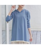 【ティアクラッセ/Tiaclasse】の【洗える】配色フーディーニットチュニック ブルー×アイボリー|ID: prp329100004682668 ipo3291000000035709162