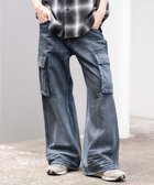 【ウィゴー/WEGO / MEN】のローライズバギーフレアデニムカーゴパンツ デニム淡加工色|ID: prp329100004683308 ipo3291000000034230046