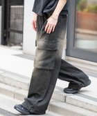 【ウィゴー/WEGO / MEN】のローライズバギーフレアデニムカーゴパンツ デニムブラック|ID: prp329100004683308 ipo3291000000034230048