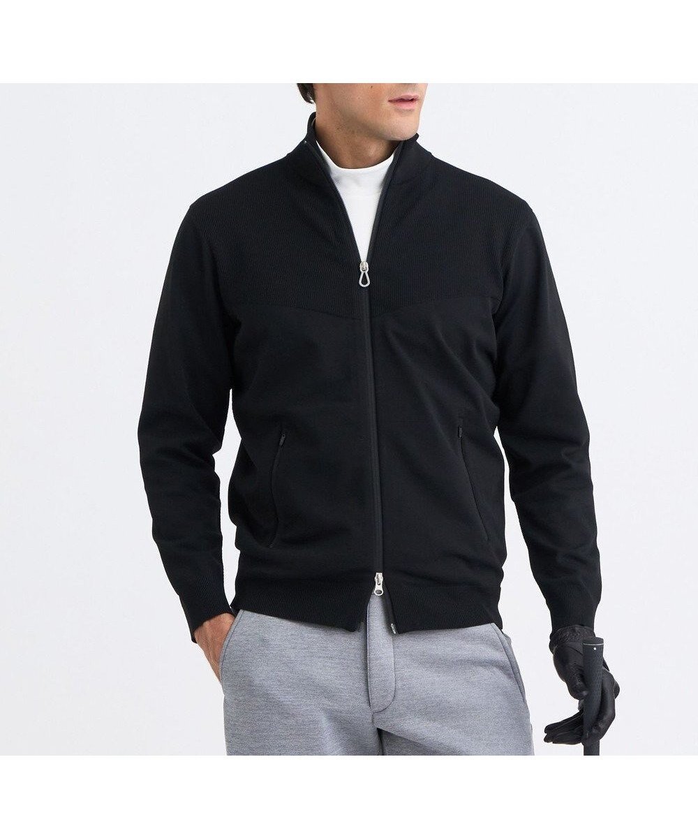 【23区 ゴルフ/23区GOLF / MEN】の【MEN】トラックジャケット ホールガーメント ニットジャケット インテリア・キッズ・メンズ・レディースファッション・服の通販 founy(ファニー) 　ファッション　Fashion　メンズファッション　Fashion for Men　トップス・カットソー　Cut & Sew Tops　ニット・セーター / 定番トップス　Knit Tops & Sweaters　軽量　Lightweight, Ultra Light　ジャケット　Jacket, Outerwear　ストレッチ　Stretch, Stretchy Fabric　セーター　Sweater, Knitwear　フィット　Fit, Slim Fit　ホールガーメント　WholeGarment, Seamless Knit　メッシュ　Mesh, Net Fabric　A/W・秋冬　Autumn/Winter　エレガント 上品　Elegant　ブラック系|ID: prp329100004683323 ipo3291000000034243569