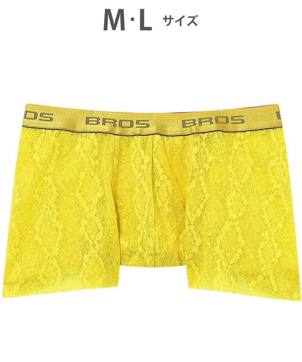 【ワコール/Wacoal / MEN】のボクサーパンツ【レースボクサー】フロント快適グラマラス 通気性 フリーなカッティング(裾部分) 前閉じ レース 下着 GT3341 /ブロス バイ ワコールメン インテリア・キッズ・メンズ・レディースファッション・服の通販 founy(ファニー) 　ファッション　Fashion　メンズファッション　Fashion for Men　ボトムス　Bottoms　アンダー　Underwear Essentials　カッティング　Cutting Detail　ストレッチ　Stretch, Stretchy Fabric　フロント　Front, Front Design　リーフ　Leaf, Botanical Leaf　レース　Lace, Lace Fabric　イエロー|ID: prp329100004683330 ipo3291000000034695840