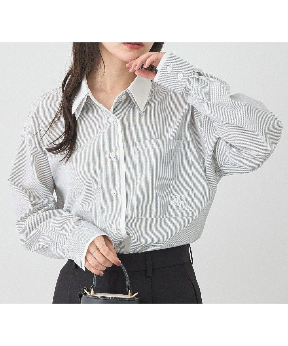 【アースミュージックアンドエコロジー/earth music&ecology】のレイヤードストライプシャツ 人気、トレンドファッション・服の通販 founy(ファニー) 　ファッション　Fashion　レディースファッション　Fashion for Women　トップス・カットソー　Cut & Sew Tops　シャツ・ブラウス・オフィスカジュアル　Elegant Blouses & Button-Ups　新作・新入荷　New Arrivals / New In　シンプル　Simple, Minimal　ストライプ　Stripe, Striped Pattern　ヘムライン　Hemline, Bottom Cut　ポケット　Pocket, Pocket Detail　無地　Plain, Solid Color　A/W・秋冬　Autumn/Winter　羽織　Haori, Light Jacket　 other-1|ID: prp329100004683416 ipo3291000000033822744