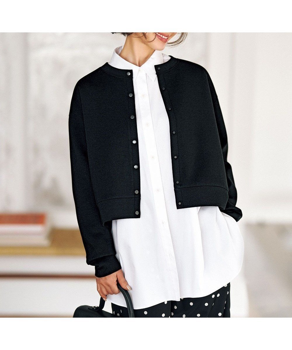 【アンフィーロ 自由区/UNFILO】の【野呂佳代さん着用/新色追加】BEAUTY FORM JERSEY スナップカーディガン インテリア・キッズ・メンズ・レディースファッション・服の通販 founy(ファニー) 　ファッション　Fashion　レディースファッション　Fashion for Women　トップス・カットソー　Cut & Sew Tops　カーディガン・羽織り　Layered Style Cardigans　インナー　Innerwear　春　Spring　カーディガン　Cardigan, Knitwear　クロップド　Cropped, Short Length　軽量　Lightweight, Ultra Light　ストレッチ　Stretch, Stretchy Fabric　フォルム　Silhouette, Form　羽織　Haori, Light Jacket　ワイド　Wide, Wide Fit　A/W・秋冬　Autumn/Winter　S/S・春夏　SS, Spring/Summer, Warm Season　おすすめ　Recommended / Our Picks　夏　Summer　新作・新入荷　New Arrivals / New In　ブラック|ID: prp329100004683419 ipo3291000000036379022