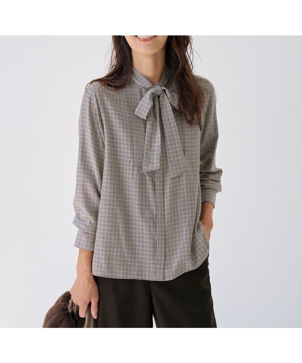 【ジェイ プレス/J.PRESS】のサイロチェック ストライプ ブラウス 人気、トレンドファッション・服の通販 founy(ファニー) ファッション Fashion レディースファッション Fashion for Women トップス・カットソー Cut & Sew Tops シャツ・ブラウス・オフィスカジュアル Elegant Blouses & Button-Ups 秋 Autumn カフス Cuff Design コンパクト Compact, Small Size ストライプ Stripe, Striped Pattern ストレート Straight, Straight Cut スリット Slit, Slit Detail チェック Check, Plaid, Tartan ドレープ Drape, Draping Fabric リボン Ribbon, Bow ループ Loop, Loop Knit A/W・秋冬 Autumn/Winter エレガント 上品 Elegant other-1|ID: prp329100004683422 ipo3291000000034070776