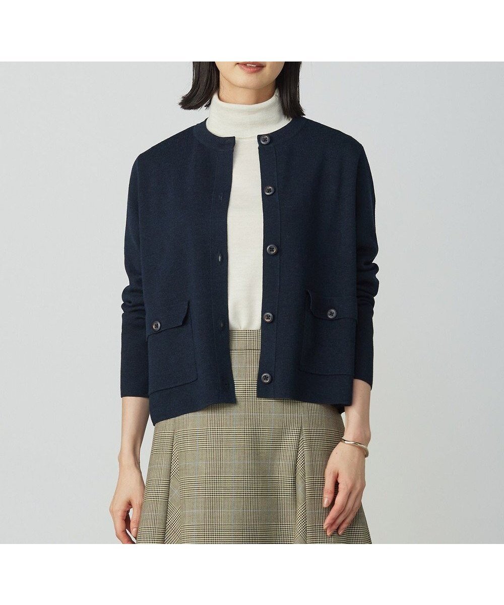 【ジェイ プレス/J.PRESS】の【洗える】WORETED WOOL BLEND カーディガン インテリア・キッズ・メンズ・レディースファッション・服の通販 founy(ファニー) 　ファッション　Fashion　レディースファッション　Fashion for Women　トップス・カットソー　Cut & Sew Tops　カーディガン・羽織り　Layered Style Cardigans　イタリア　Italy　洗える　Machine Washable　カーディガン　Cardigan, Knitwear　クラシカル　Classical, Vintage-Inspired　シンプル　Simple, Minimal　タートル　Turtleneck, Turtle Collar　パッチ　Patch, Appliqué　フラップ　Flap, Flap Pocket　ポケット　Pocket, Pocket Detail　A/W・秋冬　Autumn/Winter　新作・新入荷　New Arrivals / New In　エレガント 上品　Elegant　ネイビー系|ID: prp329100004683425 ipo3291000000033822804