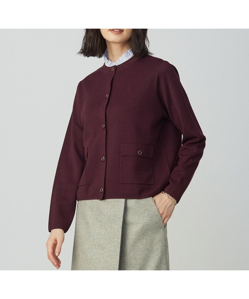 【ジェイ プレス/J.PRESS】の【洗える】WORETED WOOL BLEND カーディガン インテリア・キッズ・メンズ・レディースファッション・服の通販 founy(ファニー) 　ファッション　Fashion　レディースファッション　Fashion for Women　トップス・カットソー　Cut & Sew Tops　カーディガン・羽織り　Layered Style Cardigans　イタリア　Italy　洗える　Machine Washable　カーディガン　Cardigan, Knitwear　クラシカル　Classical, Vintage-Inspired　シンプル　Simple, Minimal　タートル　Turtleneck, Turtle Collar　パッチ　Patch, Appliqué　フラップ　Flap, Flap Pocket　ポケット　Pocket, Pocket Detail　A/W・秋冬　Autumn/Winter　新作・新入荷　New Arrivals / New In　エレガント 上品　Elegant　バーガンディ系|ID: prp329100004683425 ipo3291000000033822806
