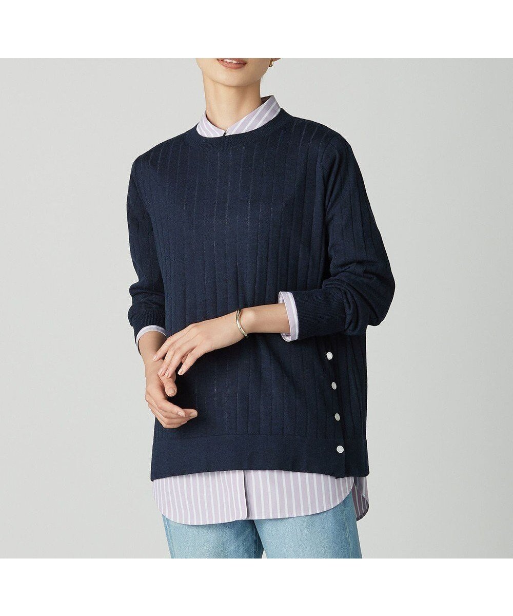 【ジェイ プレス/J.PRESS】の【洗える】WORETED WOOL BLEND クルーネック ニット インテリア・キッズ・メンズ・レディースファッション・服の通販 founy(ファニー) 　ファッション　Fashion　レディースファッション　Fashion for Women　トップス・カットソー　Cut & Sew Tops　ニット　Knit Tops & Sweaters　イタリア　Italy　オレンジ　Orange　洗える　Machine Washable　コンパクト　Compact, Small Size　シンプル　Simple, Minimal　セーター　Sweater, Knitwear　A/W・秋冬　Autumn/Winter　新作・新入荷　New Arrivals / New In　エレガント 上品　Elegant　ネイビー系|ID: prp329100004683426 ipo3291000000033822813