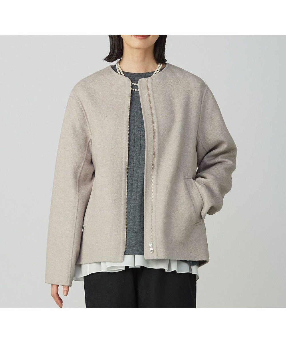 【ジェイ プレス/J.PRESS】のウールナイロンリバー ノーカラー コート 人気、トレンドファッション・服の通販 founy(ファニー) 　ファッション　Fashion　レディースファッション　Fashion for Women　アウター　Coat / Outerwear Collection　コート・ロングコート・ピーコート　Long Coats, Peacoats & More　レディースジャケット・軽アウター　Jackets　コンパクト　Compact, Small Size　ショート　Short, Short Length　シンプル　Simple, Minimal　ジャケット　Jacket, Outerwear　タートルネック　Turtleneck, High Neck　ダブル　Double, Double-Breasted　なめらか　Smooth, Silky Texture　フェイス　Face, Facial Design　モダン　Modern, Contemporary　ロング　Long, Long-Length　A/W・秋冬　Autumn/Winter　新作・新入荷　New Arrivals / New In　エレガント 上品　Elegant　 other-1|ID: prp329100004683428 ipo3291000000033822818