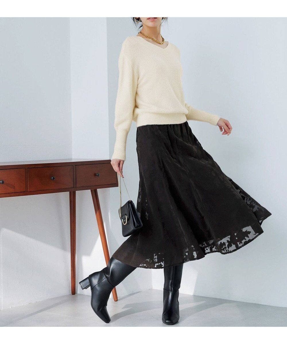 【エニィ スィス/any SiS】の【2SET】フェザー ニット × フロッキー スカート 人気、トレンドファッション・服の通販 founy(ファニー) 　ファッション　Fashion　レディースファッション　Fashion for Women　セットアップ　Matching Sets　スカート・ミニ/ミディ/マキシ　Skirts / Mini, Midi & Maxi Skirts　エレガント 上品　Elegant　秋　Autumn　シアー　Sheer, See-Through　セットアップ　Set-Up, Coordinated Outfit　フェザー　Feather, Feather Detail　フェザーヤーン　Feather Yarn, Fluffy Yarn　フレア　Flare, Flared　A/W・秋冬　Autumn/Winter　おすすめ　Recommended / Our Picks　新作・新入荷　New Arrivals / New In　 other-1|ID: prp329100004683466 ipo3291000000035677890