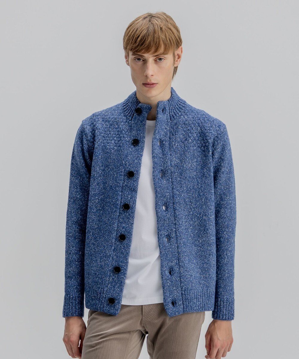 【ジョゼフ オム/JOSEPH HOMME / MEN】のツイストメランジ ニットカーディガン インテリア・キッズ・メンズ・レディースファッション・服の通販 founy(ファニー) ファッション Fashion メンズファッション Fashion for Men トップス・カットソー Cut & Sew Tops ニット・セーター / 定番トップス Knit Tops & Sweaters カーディガン / 羽織り Cardigans カーディガン Cardigan, Knitwear シンプル Simple, Minimal スタンダード Standard, Basic スタンド Stand Collar, Upright Stand セーター Sweater, Knitwear ミックス Mix, Mixed Style レギュラー Regular, Standard Fit A/W・秋冬 Autumn/Winter ダルブルー系|ID: prp329100004684788 ipo3291000000034595622