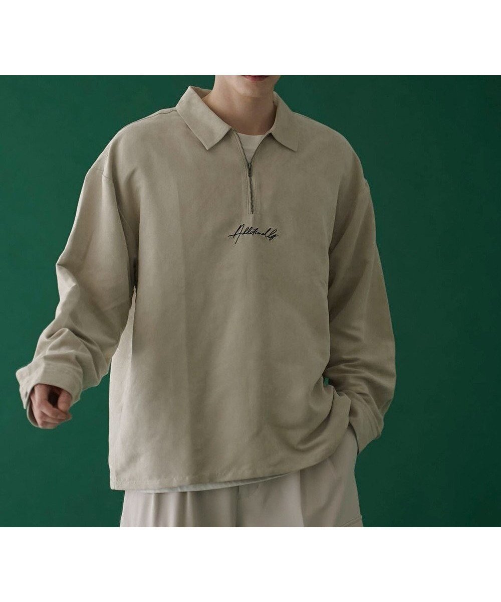 【ウィゴー/WEGO / MEN】のフェイクスウェードハーフZIPシャツ(LS) インテリア・キッズ・メンズ・レディースファッション・服の通販 founy(ファニー) 　ファッション　Fashion　メンズファッション　Fashion for Men　トップス・カットソー　Cut & Sew Tops　メンズシャツ　Shirts　インナー　Innerwear　秋　Autumn　カーゴパンツ　Cargo Pants, Utility Pants　シンプル　Simple, Minimal　スマホ　Smartphone, Mobile Device　スラックス　Slacks, Dress Pants　デニム　Denim, Jeans Material　ハーフ　Half, Half-Length　ミリタリー　Military, Army Style　ワイド　Wide, Wide Fit　冬　Winter / This Winter　A/W・秋冬　Autumn/Winter　エレガント 上品　Elegant　ライトベージュ|ID: prp329100004684803 ipo3291000000034495620