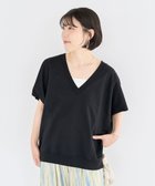 【グリーンパークス/Green Parks】の深Vネックミニ裏毛フレンチスリーブプルオーバー Black|ID: prp329100004684825 ipo3291000000033831921