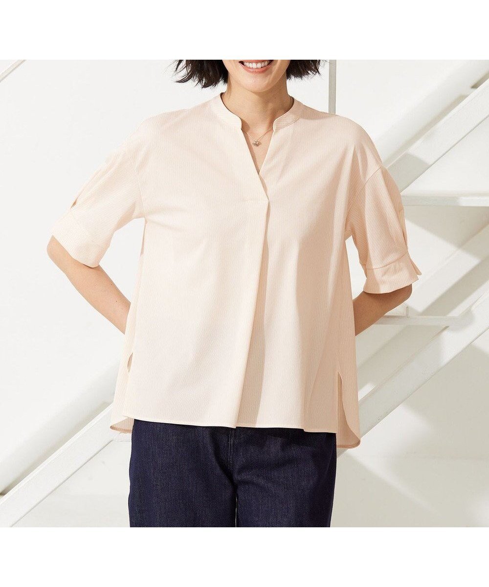 【自由区/JIYU-KU】の【WEB限定・洗える】トリコットジャージー カットソー インテリア・キッズ・メンズ・レディースファッション・服の通販 founy(ファニー) ファッション Fashion レディースファッション Fashion for Women トップス・カットソー Cut & Sew Tops シャツ・ブラウス・オフィスカジュアル Elegant Blouses & Button-Ups カットソー・ベーシックTシャツ Cut-and-Sewn Tops / Stretch Tees & Basics インナー Innerwear カットソー Cut and Sewn Top カーディガン Cardigan, Knitwear ジャケット Jacket, Outerwear ストライプ Stripe, Striped Pattern スリーブ Sleeve, Long Sleeve / Short Sleeve ビジネス 仕事 通勤 Business / Work / Commuting 夏 Summer 旅行 Travel 春 Spring S/S・春夏 SS, Spring/Summer, Warm Season 洗える Machine Washable シェルストライプ|ID: prp329100004684887 ipo3291000000034556339