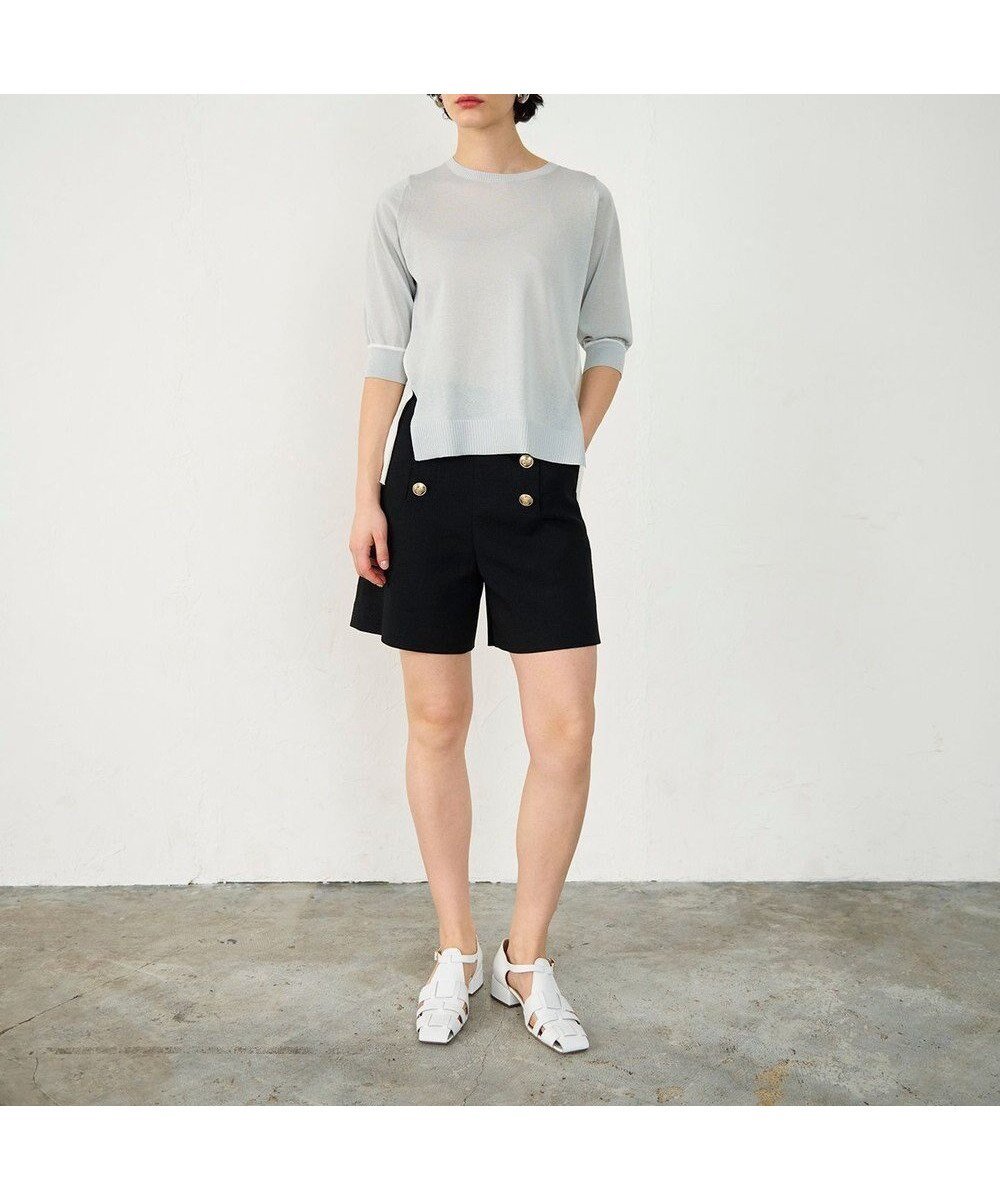 【グレース コンチネンタル/GRACE CONTINENTAL】のバイカラークルーニットトップ インテリア・キッズ・メンズ・レディースファッション・服の通販 founy(ファニー) 　ファッション　Fashion　レディースファッション　Fashion for Women　トップス・カットソー　Cut & Sew Tops　ニット　Knit Tops & Sweaters　シアー　Sheer, See-Through　シンプル　Simple, Minimal　スリット　Slit, Slit Detail　セーター　Sweater, Knitwear　フレア　Flare, Flared　リラックス　Relax, Relaxed Fit　夏　Summer　定番　Standard, Basic Item　春　Spring　S/S・春夏　SS, Spring/Summer, Warm Season　グレー|ID: prp329100004684906 ipo3291000000033832330