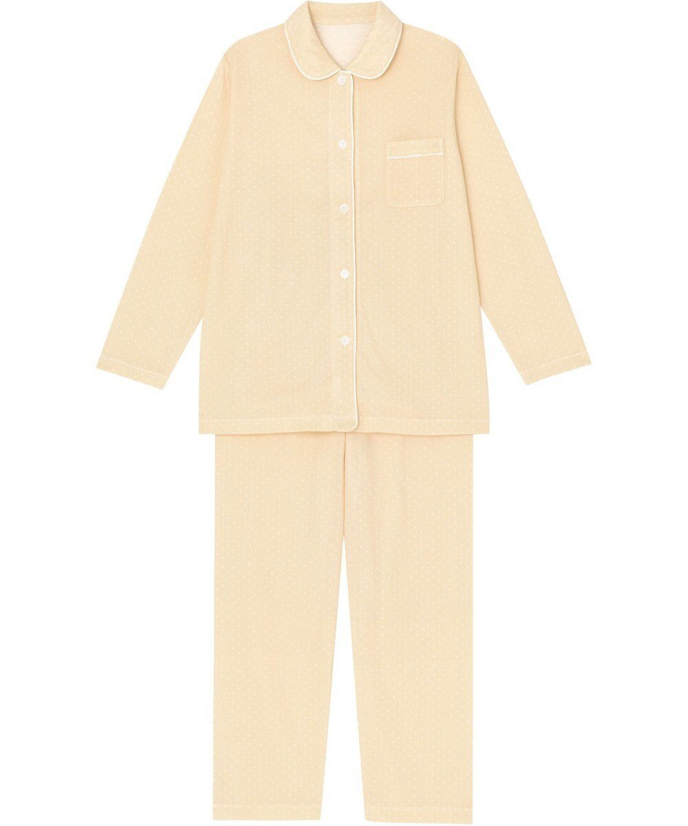 【ウィング/Wing】の【肌感(R)パジャマ】 長袖・長ズボン ピマ綿100% やわらかな肌ざわり 水玉柄 ウィング/ワコール EP3002 インテリア・キッズ・メンズ・レディースファッション・服の通販 founy(ファニー) 　ファッション　Fashion　レディースファッション　Fashion for Women　トップス・カットソー　Cut & Sew Tops　巾着　Drawstring Bag, Kinchaku　シンプル　Simple, Minimal　なめらか　Smooth, Silky Texture　長袖　Long Sleeve, Full Sleeve　パジャマ　Pajamas, Sleepwear　水玉　Polka Dot, Dot Pattern　無地　Plain, Solid Color　ギフト プレゼント　Gift / Present　クリーム|ID: prp329100004686466 ipo3291000000034526408