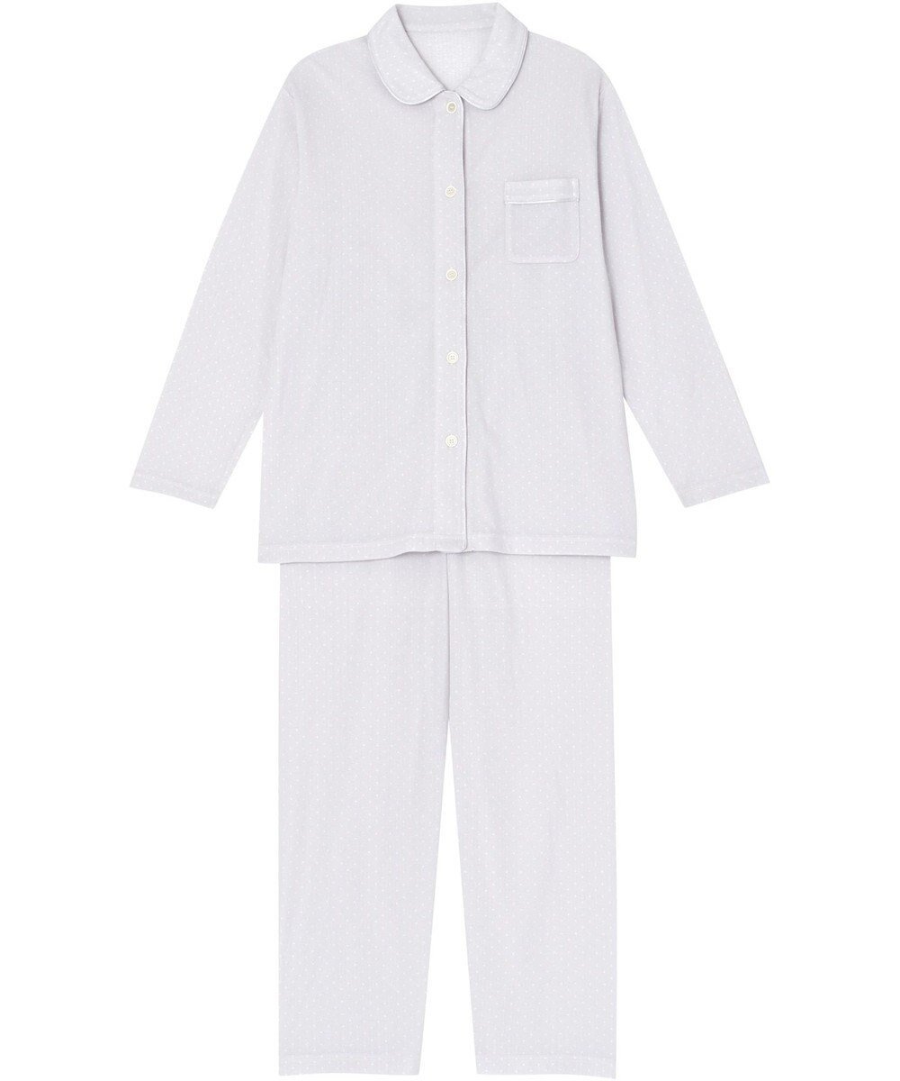 【ウィング/Wing】のパジャマ 長袖 長ズボン 肌側ピマ綿100% やわらかな肌ざわり 襟つきシャツタイプ レディース EP3002 ウイング/ワコール インテリア・キッズ・メンズ・レディースファッション・服の通販 founy(ファニー) 　ファッション　Fashion　レディースファッション　Fashion for Women　トップス・カットソー　Cut & Sew Tops　シャツ・ブラウス・オフィスカジュアル　Elegant Blouses & Button-Ups　なめらか　Smooth, Silky Texture　ギフト プレゼント　Gift / Present　シンプル　Simple, Minimal　パジャマ　Pajamas, Sleepwear　巾着　Drawstring Bag, Kinchaku　水玉　Polka Dot, Dot Pattern　無地　Plain, Solid Color　長袖　Long Sleeve, Full Sleeve　グレー|ID: prp329100004686466 ipo3291000000036256041