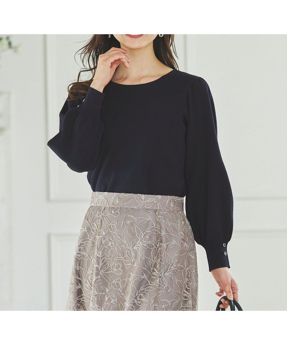 【エニィ スィス/any SiS】の【洗える】フラワーモイスチャー ニット 人気、トレンドファッション・服の通販 founy(ファニー) 　ファッション　Fashion　レディースファッション　Fashion for Women　トップス・カットソー　Cut & Sew Tops　ニット　Knit Tops & Sweaters　シンプル　Simple, Minimal　ストレッチ　Stretch, Stretchy Fabric　スリーブ　Sleeve, Long Sleeve / Short Sleeve　セーター　Sweater, Knitwear　エレガント 上品　Elegant　夏　Summer　春　Spring　S/S・春夏　SS, Spring/Summer, Warm Season　洗える　Machine Washable　 other-1|ID: prp329100004686476 ipo3291000000033842018