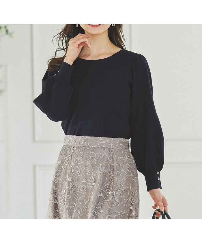 【エニィ スィス/any SiS】の【洗える】フラワーモイスチャー ニット インテリア・キッズ・メンズ・レディースファッション・服の通販 founy(ファニー) https://founy.com/ ファッション Fashion レディースファッション Fashion for Women トップス・カットソー Cut & Sew Tops ニット Knit Tops & Sweaters シンプル Simple, Minimal ストレッチ Stretch, Stretchy Fabric スリーブ Sleeve, Long Sleeve / Short Sleeve セーター Sweater, Knitwear エレガント 上品 Elegant 夏 Summer 春 Spring S/S・春夏 SS, Spring/Summer, Warm Season 洗える Machine Washable |ID: prp329100004686476 ipo3291000000034355422