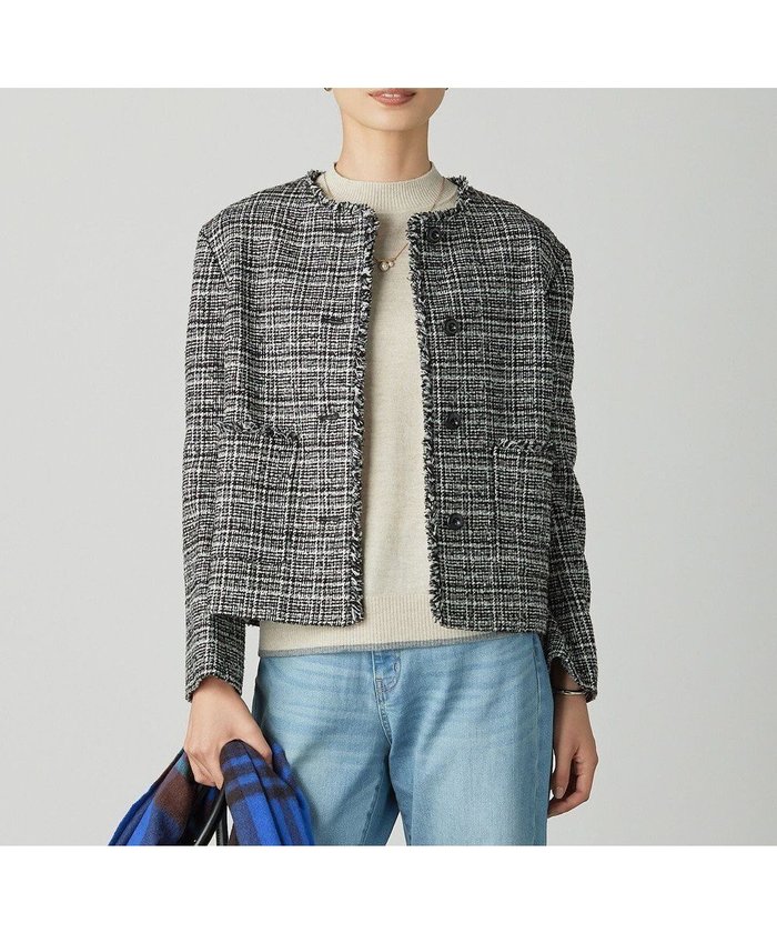 【ジェイ プレス/J.PRESS】のLightループチェック ツイード ジャケット インテリア・キッズ・メンズ・レディースファッション・服の通販 founy(ファニー) https://founy.com/ ファッション Fashion レディースファッション Fashion for Women アウター Coat / Outerwear Collection レディースジャケット・軽アウター Jackets おすすめ Recommended / Our Picks シンプル Simple, Minimal ジャケット Jacket, Outerwear スリット Slit, Slit Detail セレモニー Ceremony チェック Check, Plaid, Tartan ツイード Twill, Twill Weave デニム Denim, Jeans Material フリンジ Fringe, Tassel ポケット Pocket, Pocket Detail モノトーン Monotone, Black and White ループ Loop, Loop Knit A/W・秋冬 Autumn/Winter |ID: prp329100004686505 ipo3291000000033842141