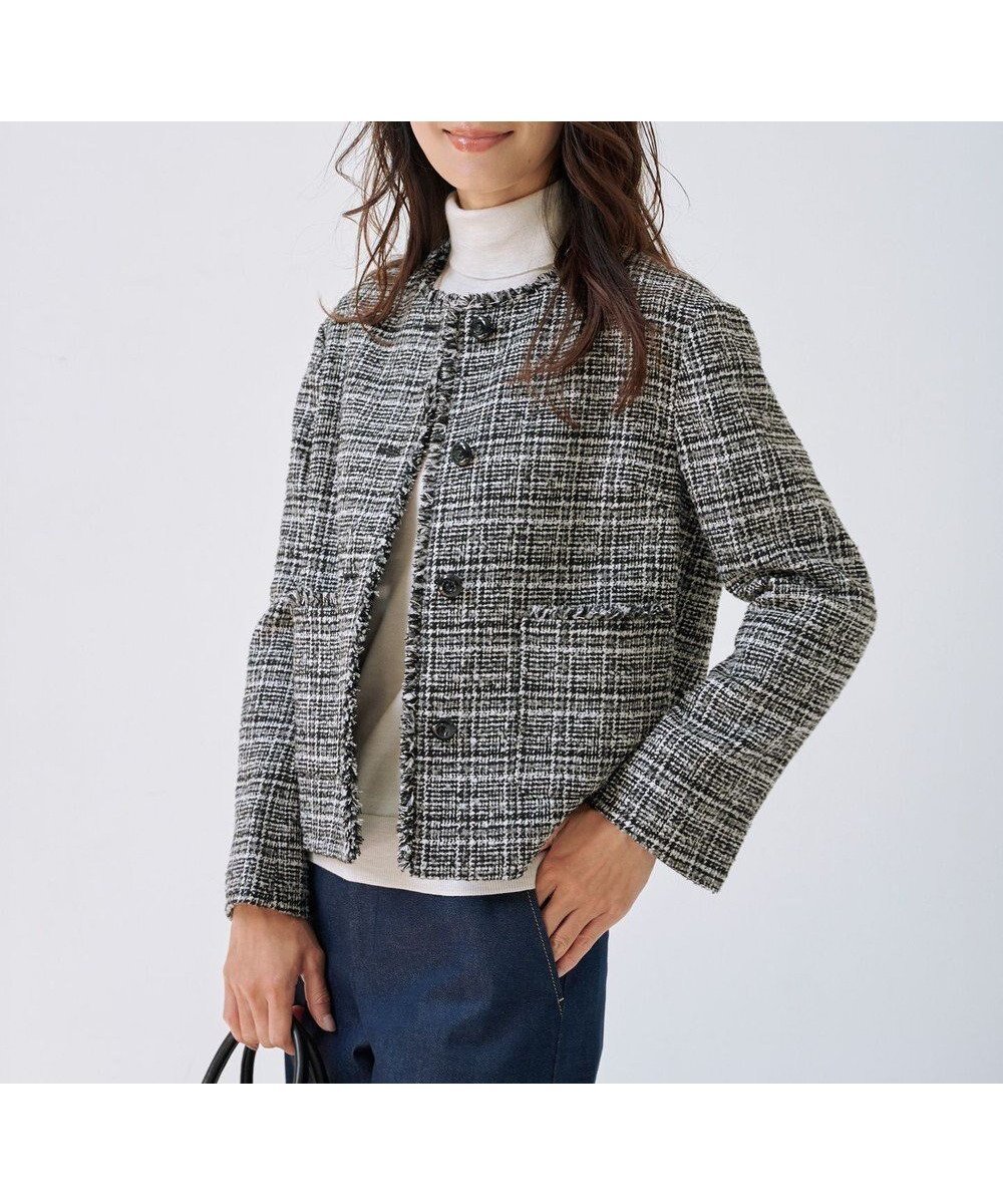 【ジェイ プレス/J.PRESS】のLightループチェック ツイード ジャケット インテリア・キッズ・メンズ・レディースファッション・服の通販 founy(ファニー) ファッション Fashion レディースファッション Fashion for Women アウター Coat / Outerwear Collection レディースジャケット・軽アウター Jackets おすすめ Recommended / Our Picks シンプル Simple, Minimal ジャケット Jacket, Outerwear スリット Slit, Slit Detail セレモニー Ceremony チェック Check, Plaid, Tartan ツイード Twill, Twill Weave デニム Denim, Jeans Material フリンジ Fringe, Tassel ポケット Pocket, Pocket Detail モノトーン Monotone, Black and White ループ Loop, Loop Knit A/W・秋冬 Autumn/Winter ブラックミックス系|ID: prp329100004686505 ipo3291000000034485701