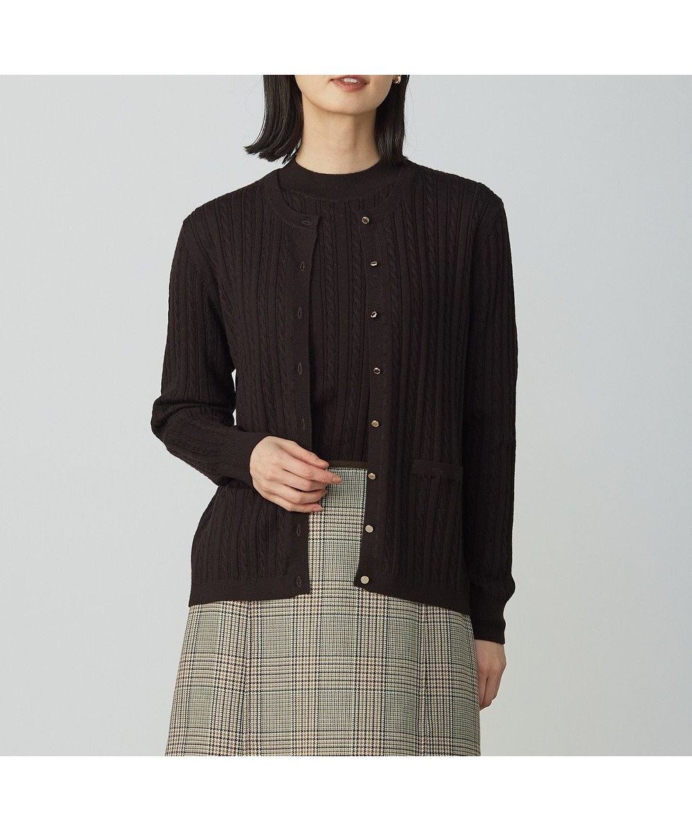 【ジェイ プレス/J.PRESS】の【洗える】KNIT BASIC クルーネック カーディガン インテリア・キッズ・メンズ・レディースファッション・服の通販 founy(ファニー) 　ファッション　Fashion　レディースファッション　Fashion for Women　トップス・カットソー　Cut & Sew Tops　ニット　Knit Tops & Sweaters　カーディガン・羽織り　Layered Style Cardigans　オレンジ　Orange　洗える　Machine Washable　カーディガン　Cardigan, Knitwear　今季　This Season, Current Season　A/W・秋冬　Autumn/Winter　おすすめ　Recommended / Our Picks　エレガント 上品　Elegant　ダークブラウン系|ID: prp329100004686554 ipo3291000000033842351