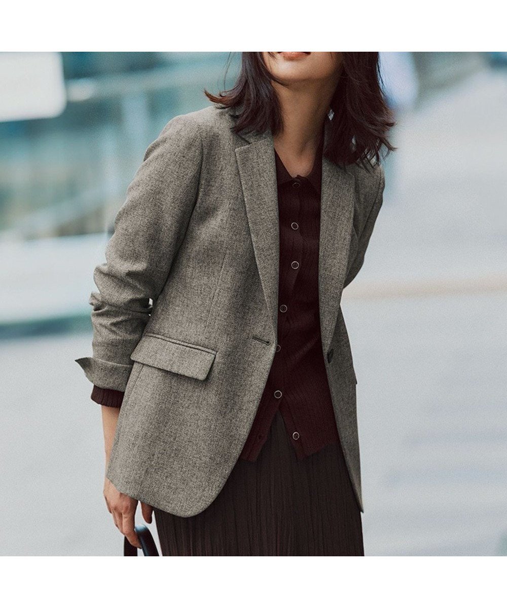 【23区/NIJYUSANKU】の【洗える】ウールライクカルゼ テーラード ジャケット インテリア・キッズ・メンズ・レディースファッション・服の通販 founy(ファニー) 　ファッション　Fashion　レディースファッション　Fashion for Women　アウター　Coat / Outerwear Collection　レディースジャケット・軽アウター　Jackets　テーラードジャケット / 通勤・きれいめスタイル　Tailored Jackets & Blazers　洗える　Machine Washable　秋　Autumn　シンプル　Simple, Minimal　ジャケット　Jacket, Outerwear　ストレッチ　Stretch, Stretchy Fabric　スリット　Slit, Slit Detail　セットアップ　Set-Up, Coordinated Outfit　ツイル　Twist, Twisted Detail　テーパード　Tapered, Tapered Pants　テーラード　Tailored, Tailored Fit　定番　Standard, Basic Item　マニッシュ　Mannish, Boyish　リアル　Real, Realistic　ワイド　Wide, Wide Fit　A/W・秋冬　Autumn/Winter　冬　Winter / This Winter　2025年　2025　2025-2026秋冬・A/W　Autumn/Winter 2025–26 AW25–26　グレー系|ID: prp329100004686602 ipo3291000000035608431