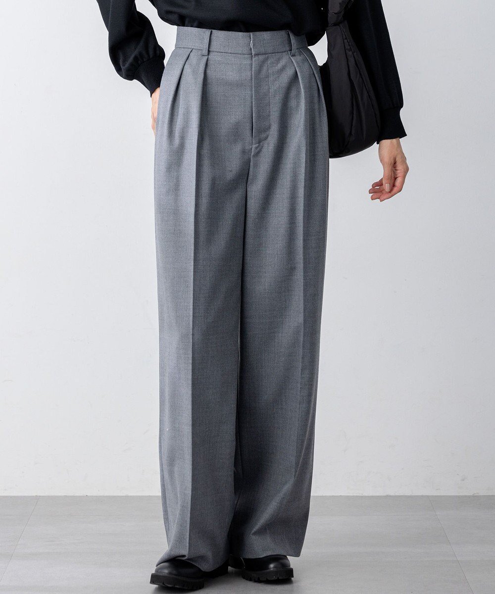 【23区/NIJYUSANKU】の【セットアップ対応】TWサキソニー タックワイド パンツ インテリア・キッズ・メンズ・レディースファッション・服の通販 founy(ファニー) 　ファッション　Fashion　レディースファッション　Fashion for Women　セットアップ　Matching Sets　レディースパンツ・ボトムス　Pants & Trousers / Bottoms　秋　Autumn　クラシック　Classic, Timeless Style　ジャケット　Jacket, Outerwear　ストレッチ　Stretch, Stretchy Fabric　セットアップ　Set-Up, Coordinated Outfit　ダブル　Double, Double-Breasted　バランス　Balance, Style Balance　フィット　Fit, Slim Fit　フレア　Flare, Flared　ワイド　Wide, Wide Fit　A/W・秋冬　Autumn/Winter　ビジネス 仕事 通勤　Business / Work / Commuting　2025年　2025　2025-2026秋冬・A/W　Autumn/Winter 2025–26 AW25–26　ライトグレー系|ID: prp329100004686608 ipo3291000000035574703