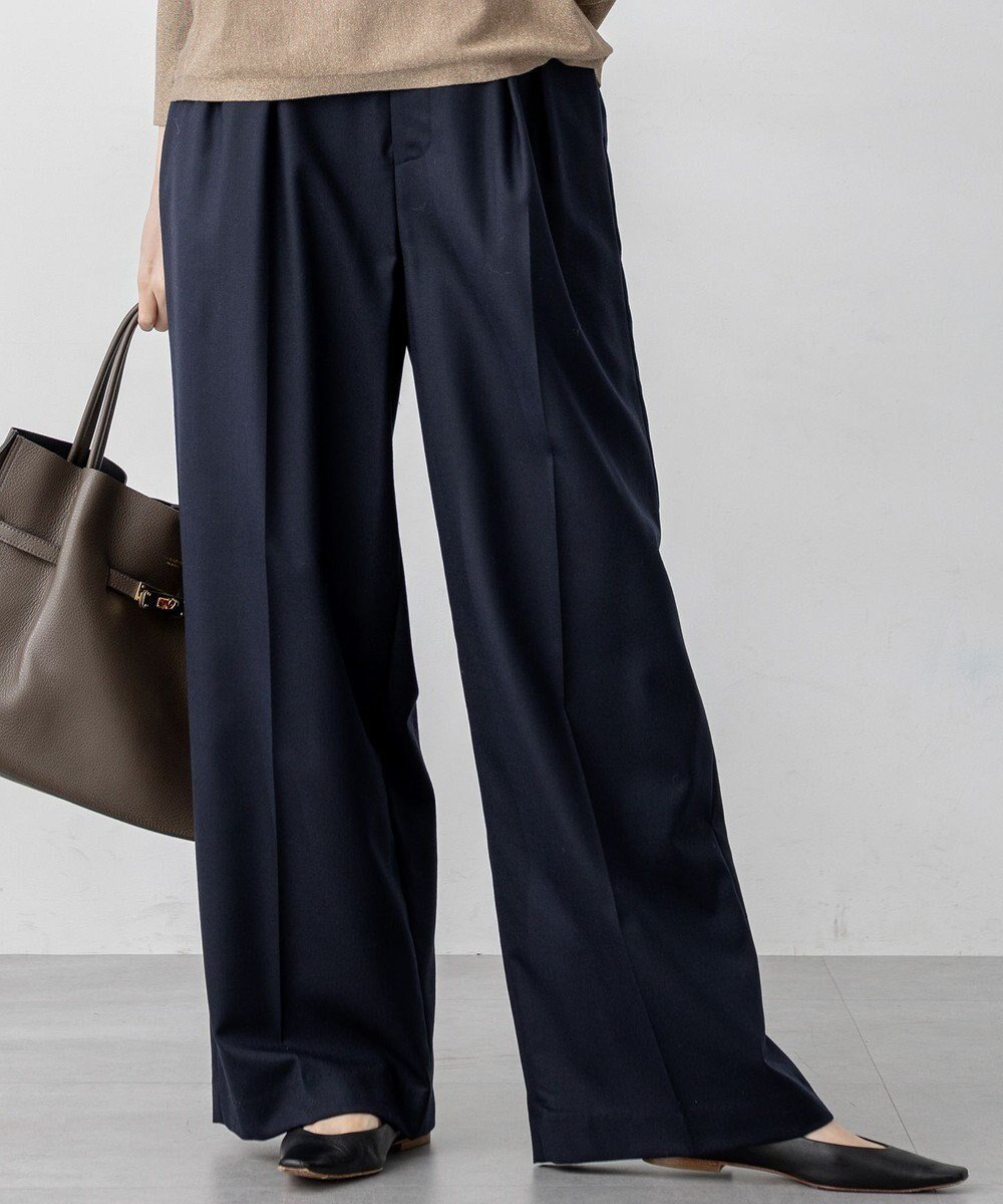 【23区/NIJYUSANKU】の【セットアップ対応】TWサキソニー タックワイド パンツ インテリア・キッズ・メンズ・レディースファッション・服の通販 founy(ファニー) 　ファッション　Fashion　レディースファッション　Fashion for Women　セットアップ　Matching Sets　レディースパンツ・ボトムス　Pants & Trousers / Bottoms　秋　Autumn　クラシック　Classic, Timeless Style　ジャケット　Jacket, Outerwear　ストレッチ　Stretch, Stretchy Fabric　セットアップ　Set-Up, Coordinated Outfit　ダブル　Double, Double-Breasted　バランス　Balance, Style Balance　フィット　Fit, Slim Fit　フレア　Flare, Flared　ワイド　Wide, Wide Fit　A/W・秋冬　Autumn/Winter　ビジネス 仕事 通勤　Business / Work / Commuting　2025年　2025　2025-2026秋冬・A/W　Autumn/Winter 2025–26 AW25–26　ネイビー系|ID: prp329100004686608 ipo3291000000035574704