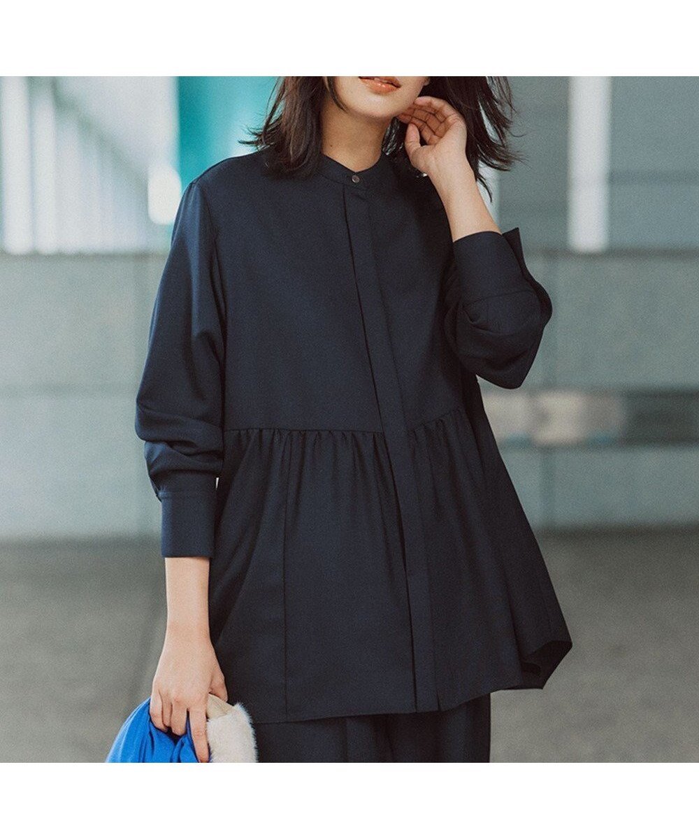 【23区/NIJYUSANKU】の【洗える】TWビエラ イレギュラーヘム ブラウス インテリア・キッズ・メンズ・レディースファッション・服の通販 founy(ファニー) ファッション Fashion レディースファッション Fashion for Women トップス・カットソー Cut & Sew Tops シャツ・ブラウス・オフィスカジュアル Elegant Blouses & Button-Ups イレギュラーヘム Irregular Hem ウォッシャブル Machine Washable 洗える Machine Washable デニム Denim, Jeans Material ドレープ Drape, Draping Fabric ワイド Wide, Wide Fit A/W・秋冬 Autumn/Winter 冬 Winter / This Winter 2025年 2025 2025-2026秋冬・A/W Autumn/Winter 2025–26 AW25–26 ネイビー系|ID: prp329100004686610 ipo3291000000034327987