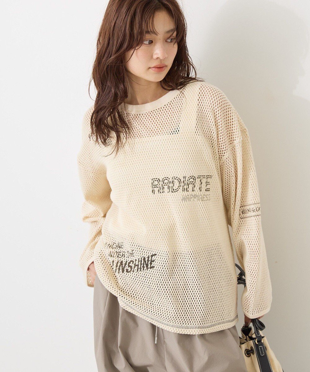 【アメリカンホリック/AMERICAN HOLIC】の【WEB限定】ランダムロゴメッシュロングTシャツ/チュニック 人気、トレンドファッション・服の通販 founy(ファニー) 　ファッション　Fashion　レディースファッション　Fashion for Women　トップス・カットソー　Cut & Sew Tops　シャツ・ブラウス・オフィスカジュアル　Elegant Blouses & Button-Ups　ロングTシャツ・Tシャツ　Longline T-Shirts & Tees　カットソー・ベーシックTシャツ　Cut-and-Sewn Tops / Stretch Tees & Basics　新作・新入荷　New Arrivals / New In　おすすめ　Recommended / Our Picks　インナー　Innerwear　カットソー　Cut and Sewn Top　チュニック　Tunic, Long Top　ポケット　Pocket, Pocket Detail　メッシュ　Mesh, Net Fabric　ランダム　Random, Irregular　ロング　Long, Long-Length　夏　Summer　春　Spring　S/S・春夏　SS, Spring/Summer, Warm Season　 other-1|ID: prp329100004686637 ipo3291000000033842798