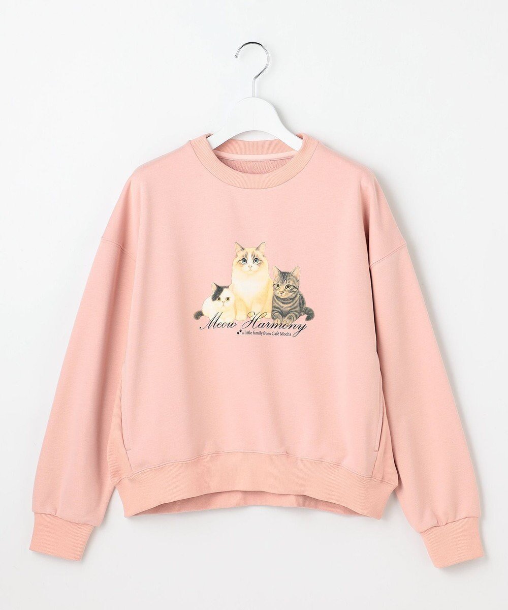 【フェルゥ/Feroux】の【先行予約・にゃんずコラボ商品】猫ちゃんプリント トレーナー インテリア・キッズ・メンズ・レディースファッション・服の通販 founy(ファニー) 　ファッション　Fashion　レディースファッション　Fashion for Women　トップス・カットソー　Cut & Sew Tops　レディースパーカー・カジュアルフーディー　Casual Hoodies & Sweatshirts　スウェット・クルーネックトップス　Sweatshirts & Crewnecks / Relaxed Fit Sweat Tops　インナー　Innerwear　カットソー　Cut and Sewn Top　コラボ　Collaboration, Collab　切替　Switching, Contrast Panel　スウェット / スエット　Sweatshirt, Sweatwear　トレーナー　Sweatshirt, Trainer　人気　Popular, Best Seller　猫　Cat, Kitty　プリント　Print, Printed Pattern　ペプラム　Peplum, Flared Hem　ポケット　Pocket, Pocket Detail　モチーフ　Motif, Design Theme　ロング　Long, Long-Length　A/W・秋冬　Autumn/Winter　新作・新入荷　New Arrivals / New In　ピンク系|ID: prp329100004686640 ipo3291000000033842809