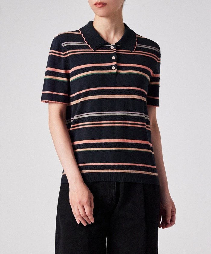 【ポール スミス/Paul Smith】の【洗える】マルチボーダー ポロニット インテリア・キッズ・メンズ・レディースファッション・服の通販 founy(ファニー) https://founy.com/ ファッション Fashion レディースファッション Fashion for Women トップス・カットソー Cut & Sew Tops ニット Knit Tops & Sweaters おすすめ Recommended / Our Picks アイレット Eyelet Lace スカラップ Scallop, Scalloped Edge スタイリッシュ Stylish, Fashionable セーター Sweater, Knitwear フェミニン Feminine, Girly ボーダー Border, Stripe 夏 Summer S/S・春夏 SS, Spring/Summer, Warm Season 洗える Machine Washable A/W・秋冬 Autumn/Winter |ID: prp329100004686658 ipo3291000000033842866