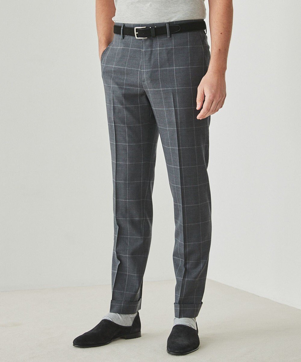 【五大陸/gotairiku / MEN】のロングセラー【洗える/折り目加工/シワになりにくい/ウエストアジャスター】ウォッシャブル サマーウール100%パンツ_限定色(ノータック)25年モデル インテリア・キッズ・メンズ・レディースファッション・服の通販 founy(ファニー) 　ファッション　Fashion　メンズファッション　Fashion for Men　ボトムス　Bottoms　ウォッシャブル　Machine Washable　春　Spring　洗える　Machine Washable　サマー　Summer, Summer Style　ジャケット　Jacket, Outerwear　ストレッチ　Stretch, Stretchy Fabric　セットアップ　Set-Up, Coordinated Outfit　センター　Center, Center Line　テーパード　Tapered, Tapered Pants　ドレス　Dress, One-Piece　定番　Standard, Basic Item　ポケット　Pocket, Pocket Detail　S/S・春夏　SS, Spring/Summer, Warm Season　夏　Summer　ビジネス 仕事 通勤　Business / Work / Commuting　新色/ライトグレー×格子|ID: prp329100004686690 ipo3291000000034649161