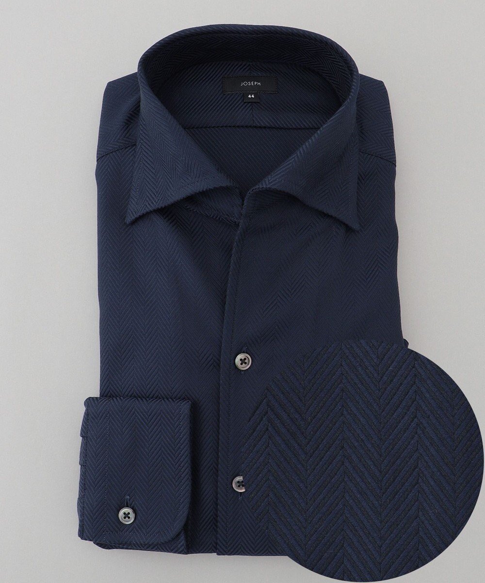 【ジョゼフ オム/JOSEPH HOMME / MEN】のクレイジーツイルへリンボン イタリアンカラーシャツ インテリア・キッズ・メンズ・レディースファッション・服の通販 founy(ファニー) ファッション Fashion メンズファッション Fashion for Men トップス・カットソー Cut & Sew Tops メンズシャツ Shirts おすすめ Recommended / Our Picks インド Indian Textile エレガント 上品 Elegant ツイル Twist, Twisted Detail ドレス Dress, One-Piece 夏 Summer 春 Spring S/S・春夏 SS, Spring/Summer, Warm Season ネイビー系|ID: prp329100004686698 ipo3291000000034210286