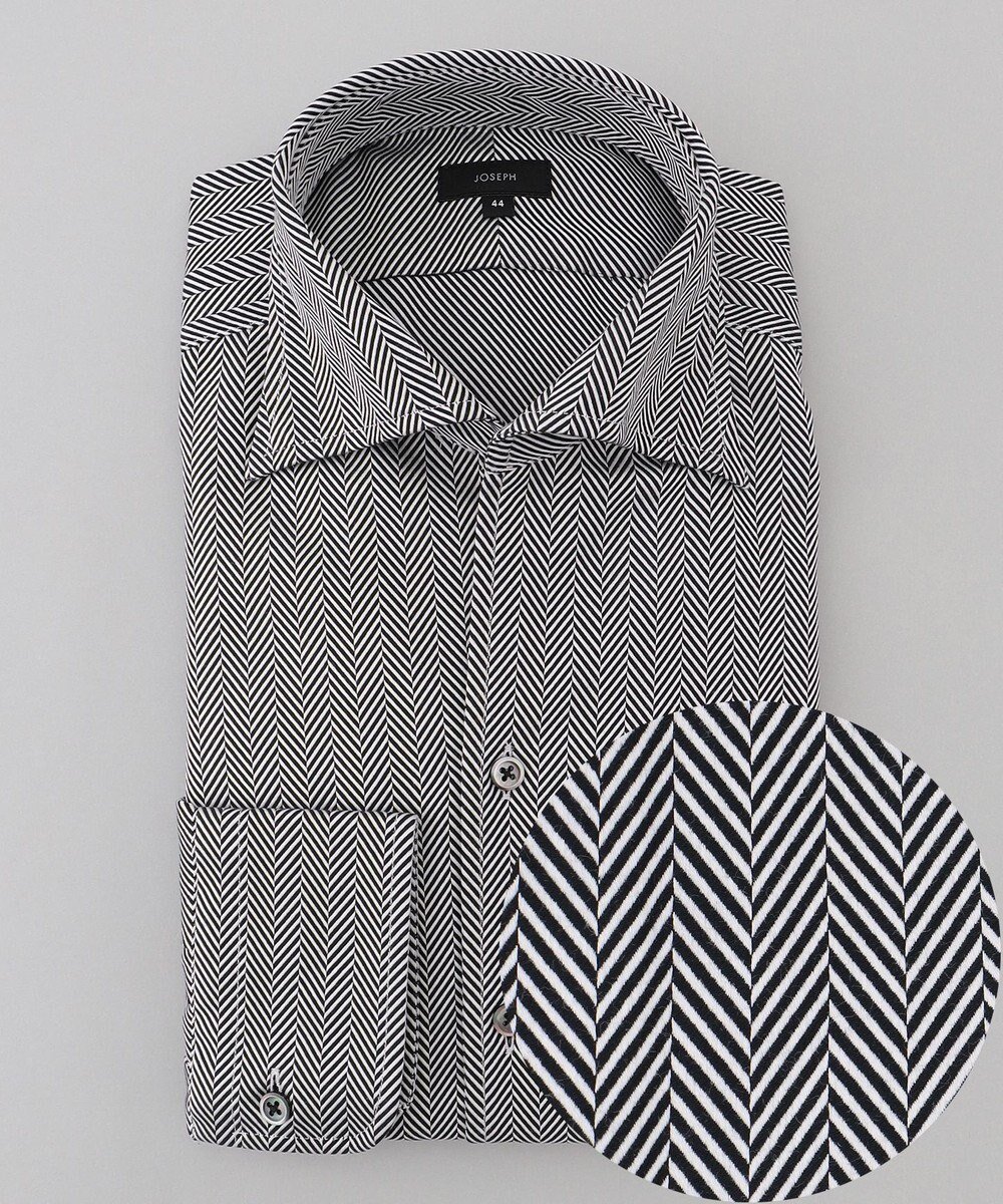 【ジョゼフ オム/JOSEPH HOMME / MEN】のクレイジーツイルへリンボン イタリアンカラーシャツ インテリア・キッズ・メンズ・レディースファッション・服の通販 founy(ファニー) ファッション Fashion メンズファッション Fashion for Men トップス・カットソー Cut & Sew Tops メンズシャツ Shirts おすすめ Recommended / Our Picks インド Indian Textile エレガント 上品 Elegant ツイル Twist, Twisted Detail ドレス Dress, One-Piece 夏 Summer 春 Spring S/S・春夏 SS, Spring/Summer, Warm Season ブラック系1|ID: prp329100004686698 ipo3291000000034210288