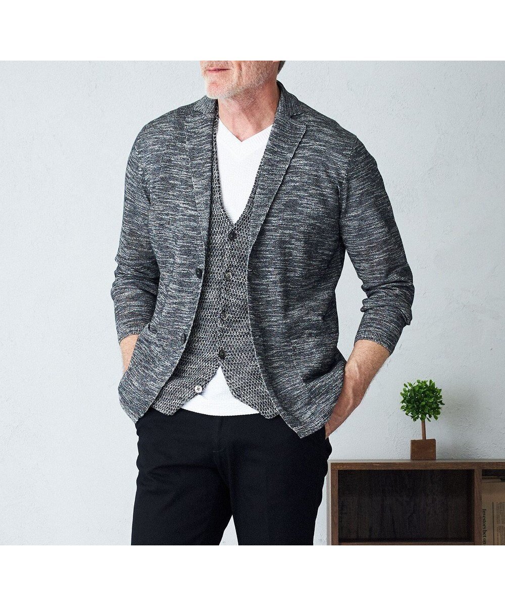【ジョセフ アブード/JOSEPH ABBOUD / MEN】の【清涼感/軽い/洗える】 スラブギマニットジャケット インテリア・キッズ・メンズ・レディースファッション・服の通販 founy(ファニー) 　ファッション　Fashion　メンズファッション　Fashion for Men　トップス・カットソー　Cut & Sew Tops　ニット・セーター / 定番トップス　Knit Tops & Sweaters　カーディガン / 羽織り　Cardigans　アンサンブル　Ensemble Set　イタリア　Italy　春　Spring　洗える　Machine Washable　カーディガン　Cardigan, Knitwear　コーティング　Coating, Coated Finish　ジャケット　Jacket, Outerwear　ベスト　Vest, Waistcoat　S/S・春夏　SS, Spring/Summer, Warm Season　おすすめ　Recommended / Our Picks　夏　Summer　ブラック系|ID: prp329100004686706 ipo3291000000033843117