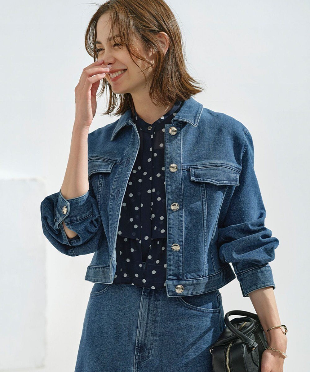 【組曲/KUMIKYOKU】のライトデニム ジャケット インテリア・キッズ・メンズ・レディースファッション・服の通販 founy(ファニー) ファッション Fashion レディースファッション Fashion for Women アウター Coat / Outerwear Collection レディースジャケット・軽アウター Jackets デニムジャケット / カジュアルアウター Denim Jackets コンパクト Compact, Small Size ショート Short, Short Length ジャケット Jacket, Outerwear ストレッチ Stretch, Stretchy Fabric デニム Denim, Jeans Material バランス Balance, Style Balance A/W・秋冬 Autumn/Winter S/S・春夏 SS, Spring/Summer, Warm Season 夏 Summer エレガント 上品 Elegant インディゴネイビー系|ID: prp329100004686778 ipo3291000000033843389