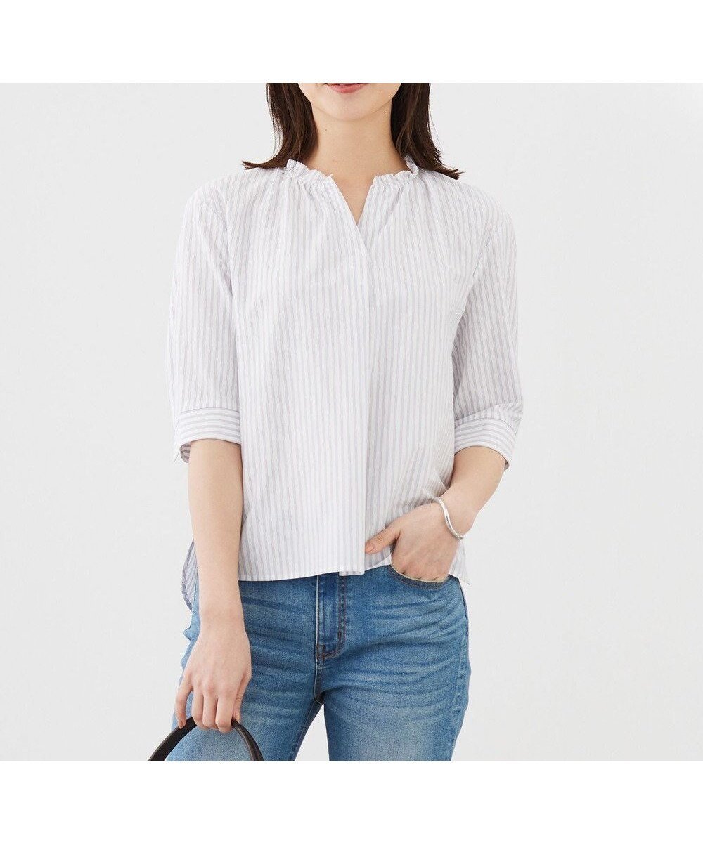 【ジェイ プレス/J.PRESS】のストライプジャージー フリル襟 カットソー 人気、トレンドファッション・服の通販 founy(ファニー) ファッション Fashion レディースファッション Fashion for Women トップス・カットソー Cut & Sew Tops シャツ・ブラウス・オフィスカジュアル Elegant Blouses & Button-Ups ロングTシャツ・Tシャツ Longline T-Shirts & Tees カットソー・ベーシックTシャツ Cut-and-Sewn Tops / Stretch Tees & Basics インナー Innerwear 春 Spring カットソー Cut and Sewn Top ジャケット Jacket, Outerwear ストライプ Stripe, Striped Pattern ストレッチ Stretch, Stretchy Fabric ドレープ Drape, Draping Fabric フェミニン Feminine, Girly フリル Frill, Ruffle 別注 Limited Edition, Custom Order ラウンド Round, Round Neck S/S・春夏 SS, Spring/Summer, Warm Season 夏 Summer ビジネス 仕事 通勤 Business / Work / Commuting other-1|ID: prp329100004686792 ipo3291000000034278242