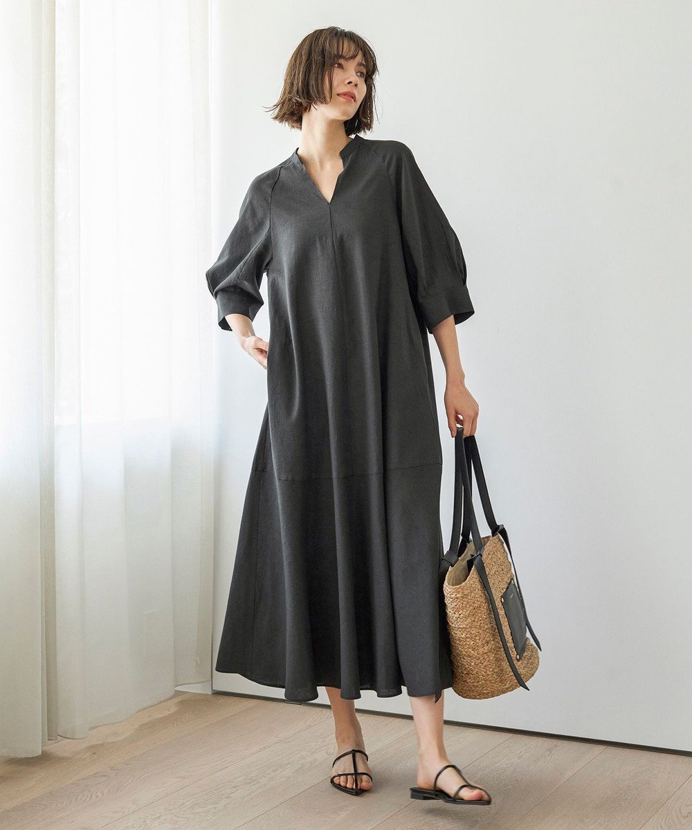 【アンフィーロ 自由区/UNFILO】の【洗える】リネンレーヨン カフタンワンピース インテリア・キッズ・メンズ・レディースファッション・服の通販 founy(ファニー) ファッション Fashion レディースファッション Fashion for Women ワンピース Dresses ウォッシャブル Machine Washable シェイプ Shape, Slim Fit シルク Silk, 100% Silk バランス Balance, Style Balance フレア Flare, Flared リネン Linen, Linen Fabric 夏 Summer 春 Spring S/S・春夏 SS, Spring/Summer, Warm Season 洗える Machine Washable チャコール|ID: prp329100004686797 ipo3291000000034876154