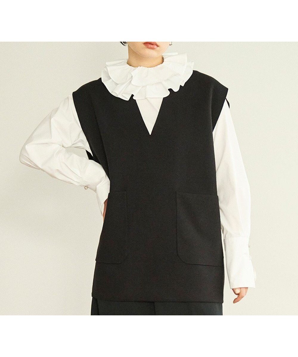 【ハッシュニュアンス/#Newans】の【マシンウォッシャブル】ピエロラッフルカラーシャツ 人気、トレンドファッション・服の通販 founy(ファニー) 　ファッション　Fashion　レディースファッション　Fashion for Women　トップス・カットソー　Cut & Sew Tops　シャツ・ブラウス・オフィスカジュアル　Elegant Blouses & Button-Ups　シンプル　Simple, Minimal　ストレッチ　Stretch, Stretchy Fabric　フリル　Frill, Ruffle　A/W・秋冬　Autumn/Winter　 other-1|ID: prp329100004686799 ipo3291000000033843495