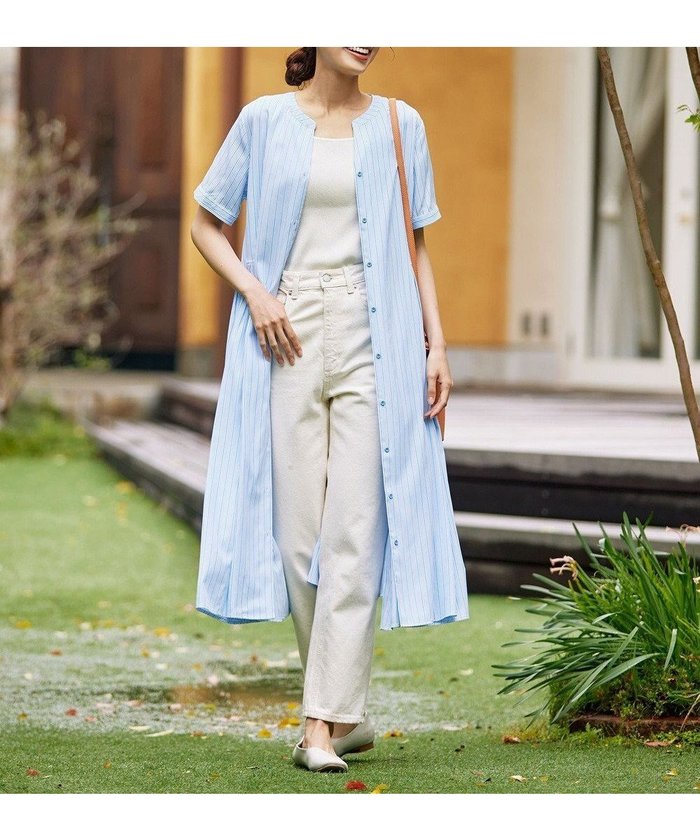 【ティアクラッセ/Tiaclasse】の【洗える】サイドタックスキッパーシャツワンピース インテリア・キッズ・メンズ・レディースファッション・服の通販 founy(ファニー) https://founy.com/ ファッション Fashion レディースファッション Fashion for Women ワンピース Dresses シャツワンピース / 1枚で着映えコーデ Shirt Dresses 春 Spring 洗える Machine Washable 秋 Autumn シャツワンピ Shirt Dress, Shirt One-Piece シンプル Simple, Minimal スキッパー Skipper, Open Collar ストライプ Stripe, Striped Pattern チュニック Tunic, Long Top フェミニン Feminine, Girly フレア Flare, Flared ポケット Pocket, Pocket Detail 半袖 Short Sleeve, Half Sleeve マキシ Maxi, Full Length ランダム Random, Irregular リゾート Resort, Vacation Style ロング Long, Long-Length S/S・春夏 SS, Spring/Summer, Warm Season 再入荷 Restock / Back in Stock 夏 Summer 旅行 Travel 新作・新入荷 New Arrivals / New In |ID: prp329100004686826 ipo3291000000034696279